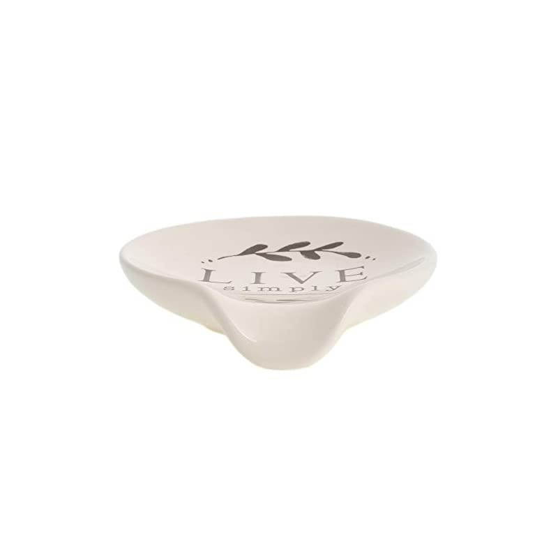 Live Simply Floral 4.5 x 4 Glossy White Ceramic Stoneware Kitchen Spoon Rest