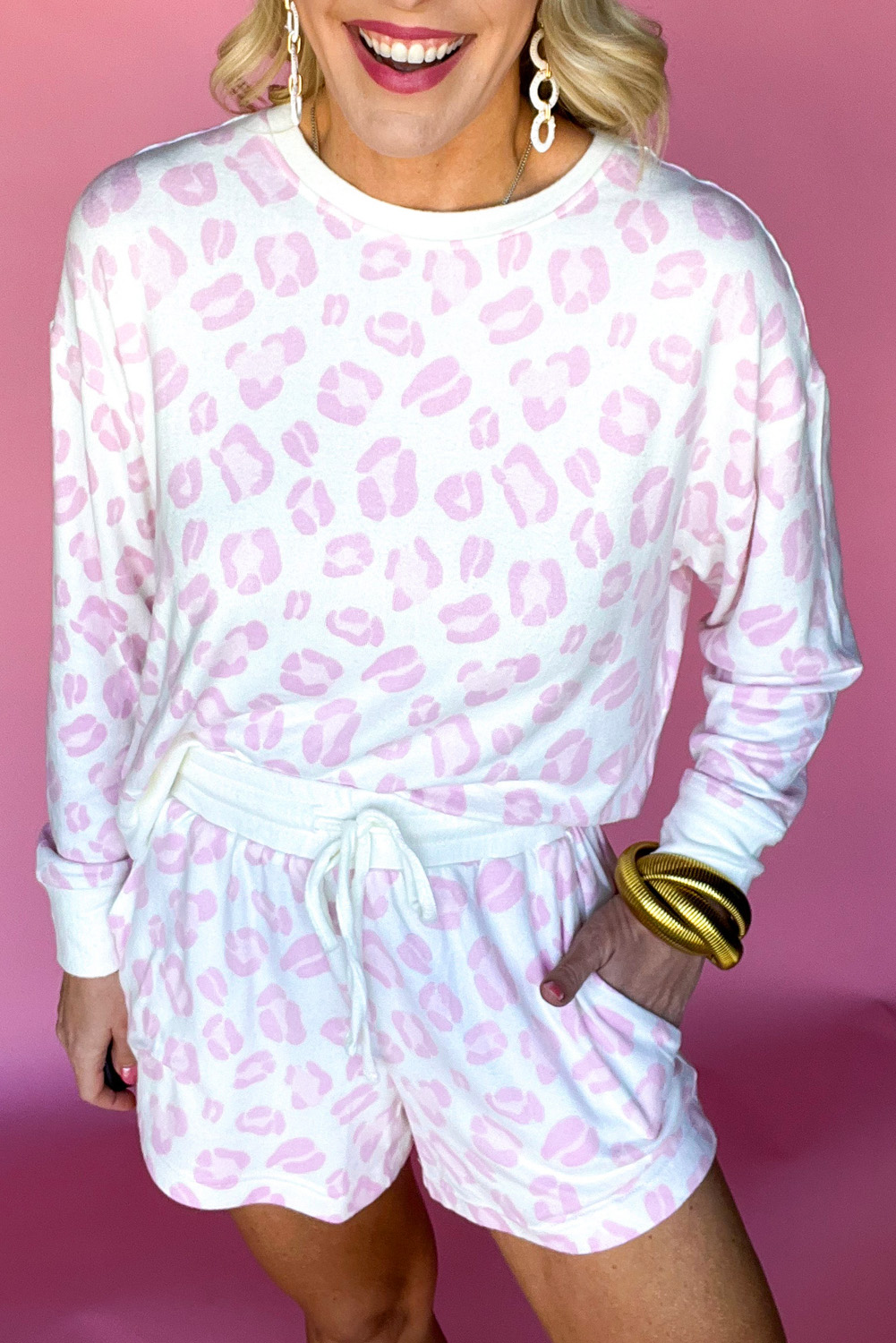 Rose Red Solid Waffle Knit Plus Size Two Piece Shorts Set