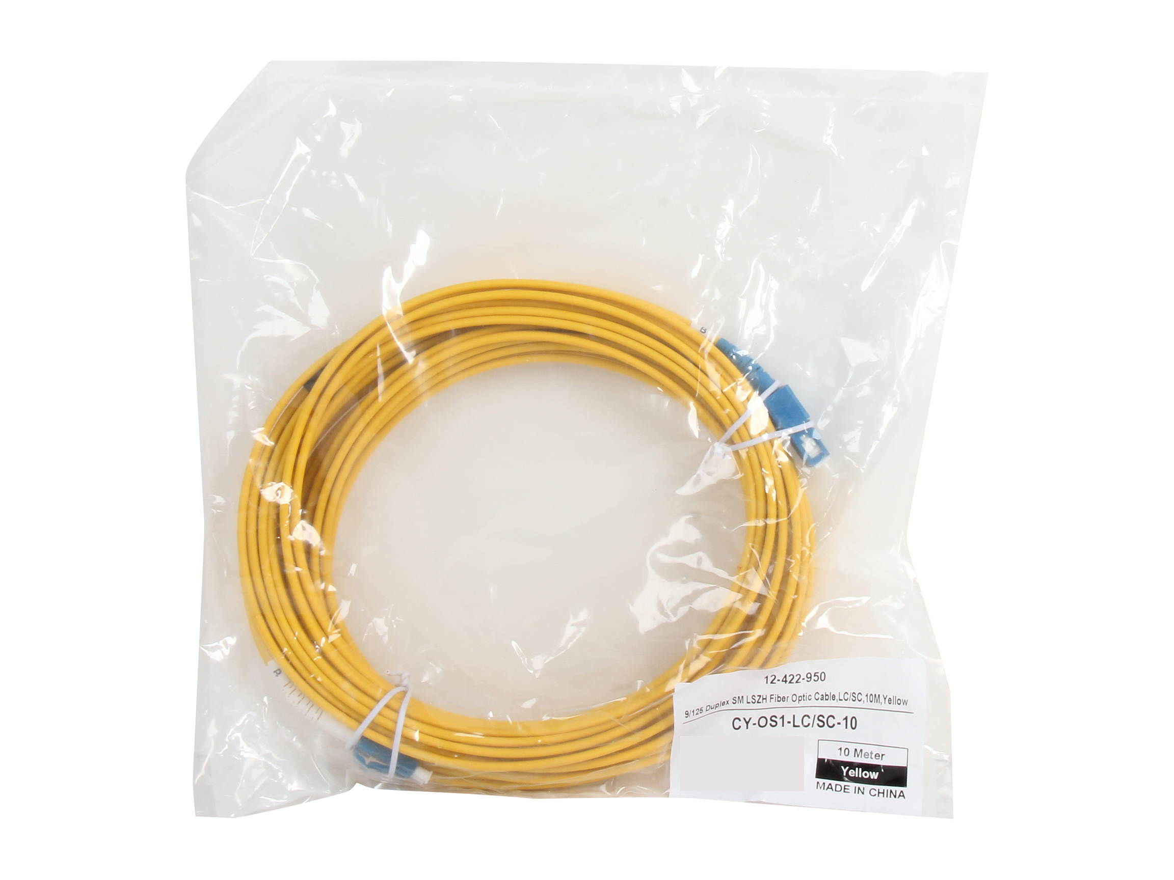 Coboc CY-OS1-LC/SC-10 32.81 ft. Fiber Optic Cable, LC/SC, Single Mode, Duplex (9/125 Type) - Yellow
