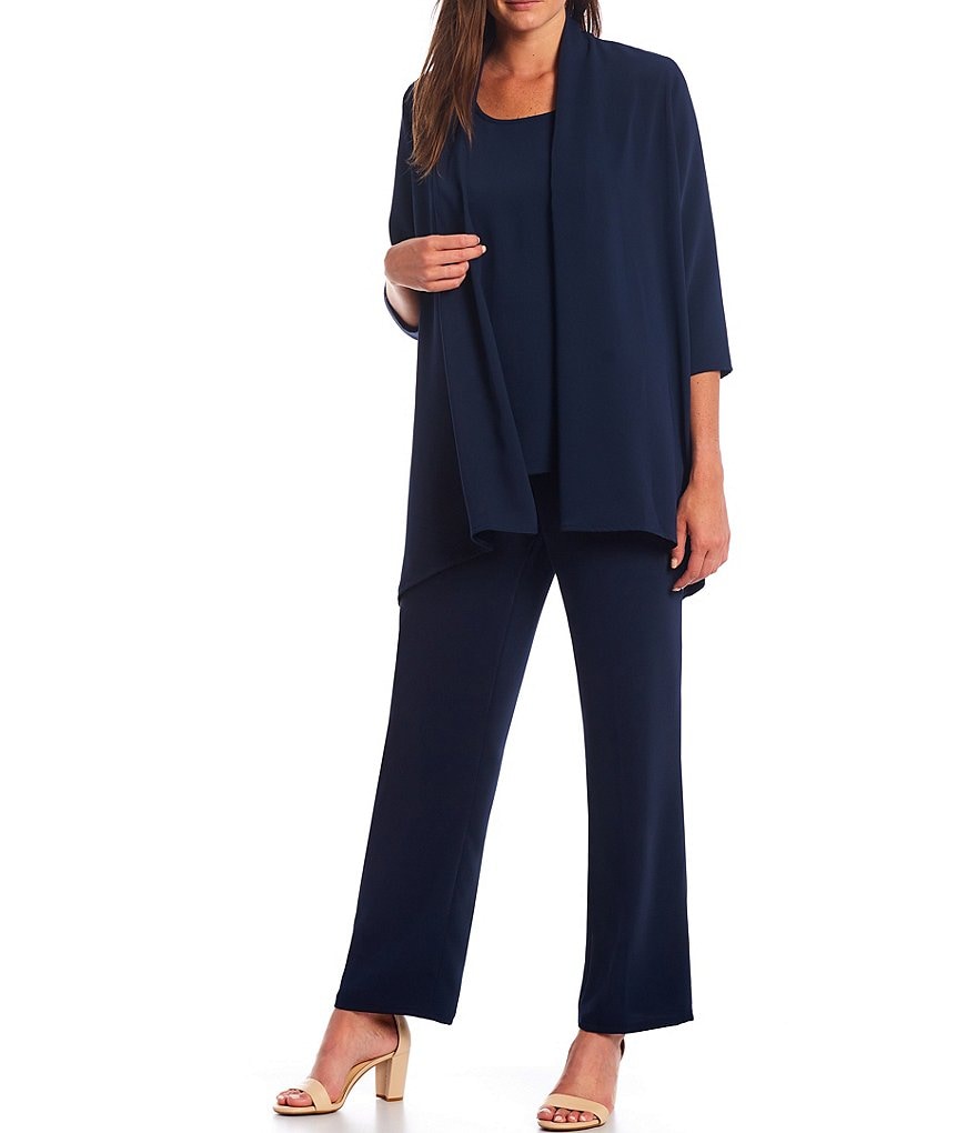 Caroline Rose Matte Crepe Pull-On Straight-Leg Pants