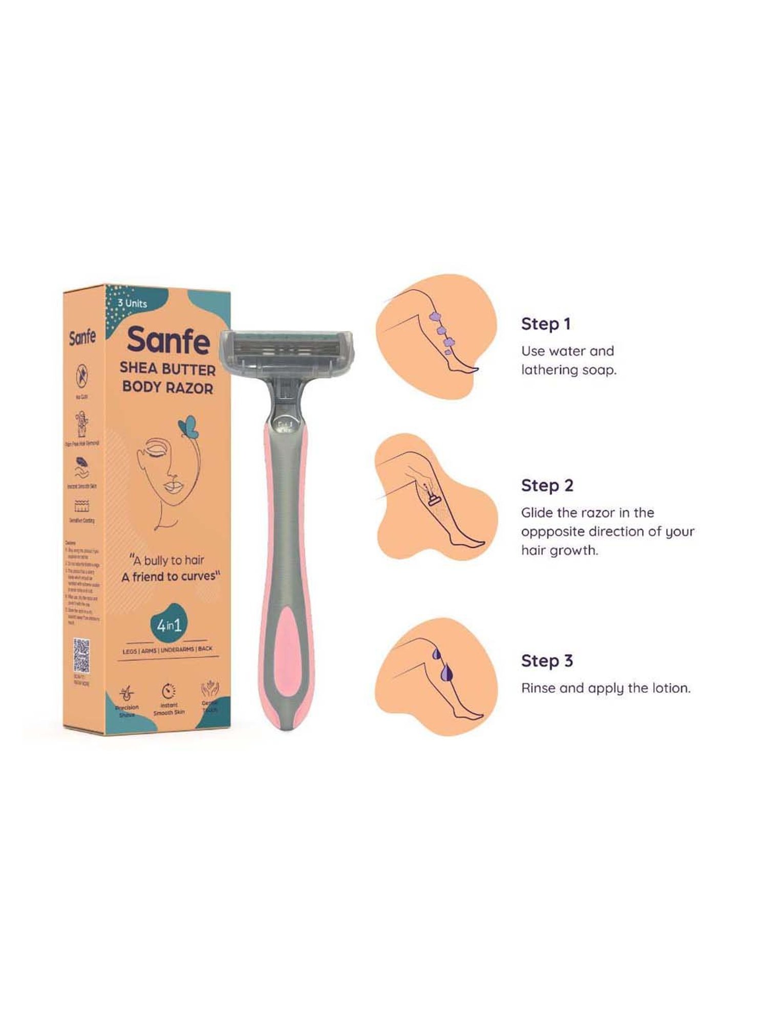 Shea Butter Body Razor Pack of 3 - 50 gm