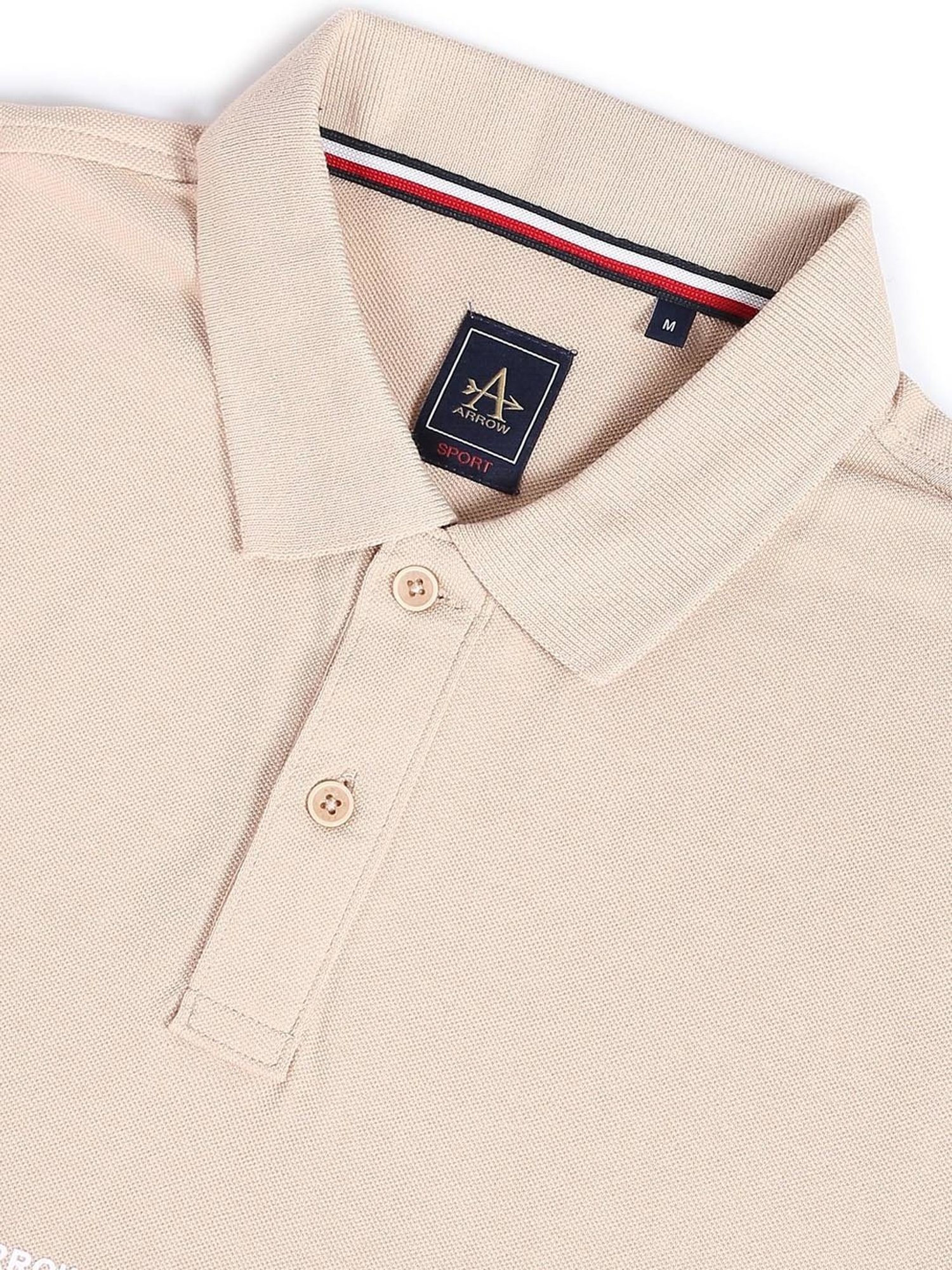 Arrow Sport Beige Cotton Regular Fit Polo T-Shirt