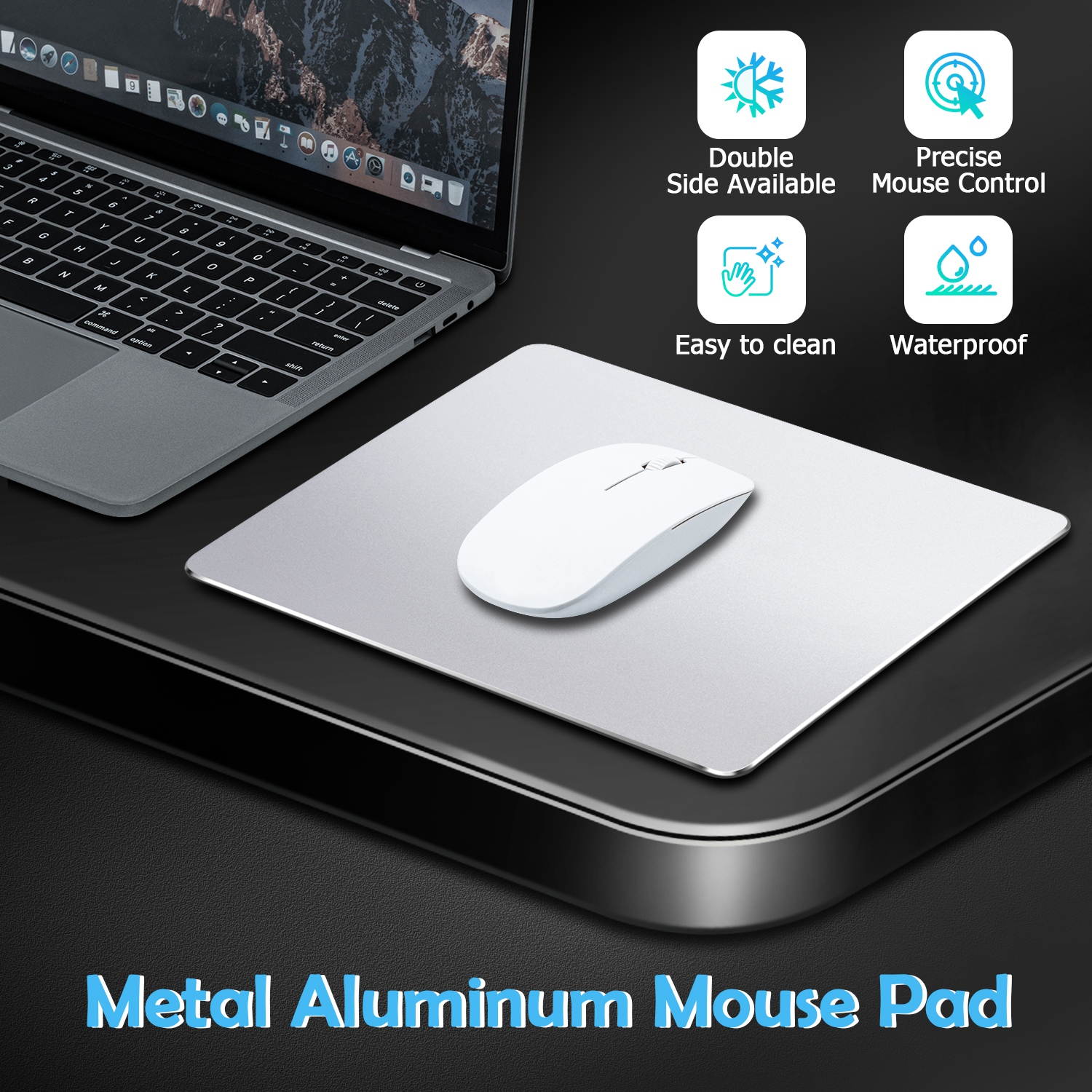 Metal Aluminum Double Sided Mouse Pad (Small Size) - Silver