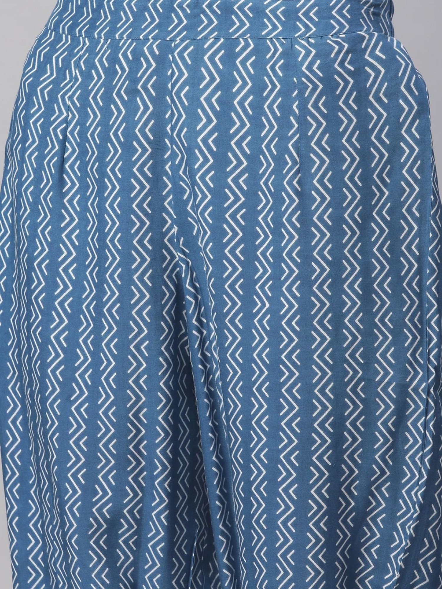 Sringam Blue Floral Print Kurta Pant Set With Dupatta