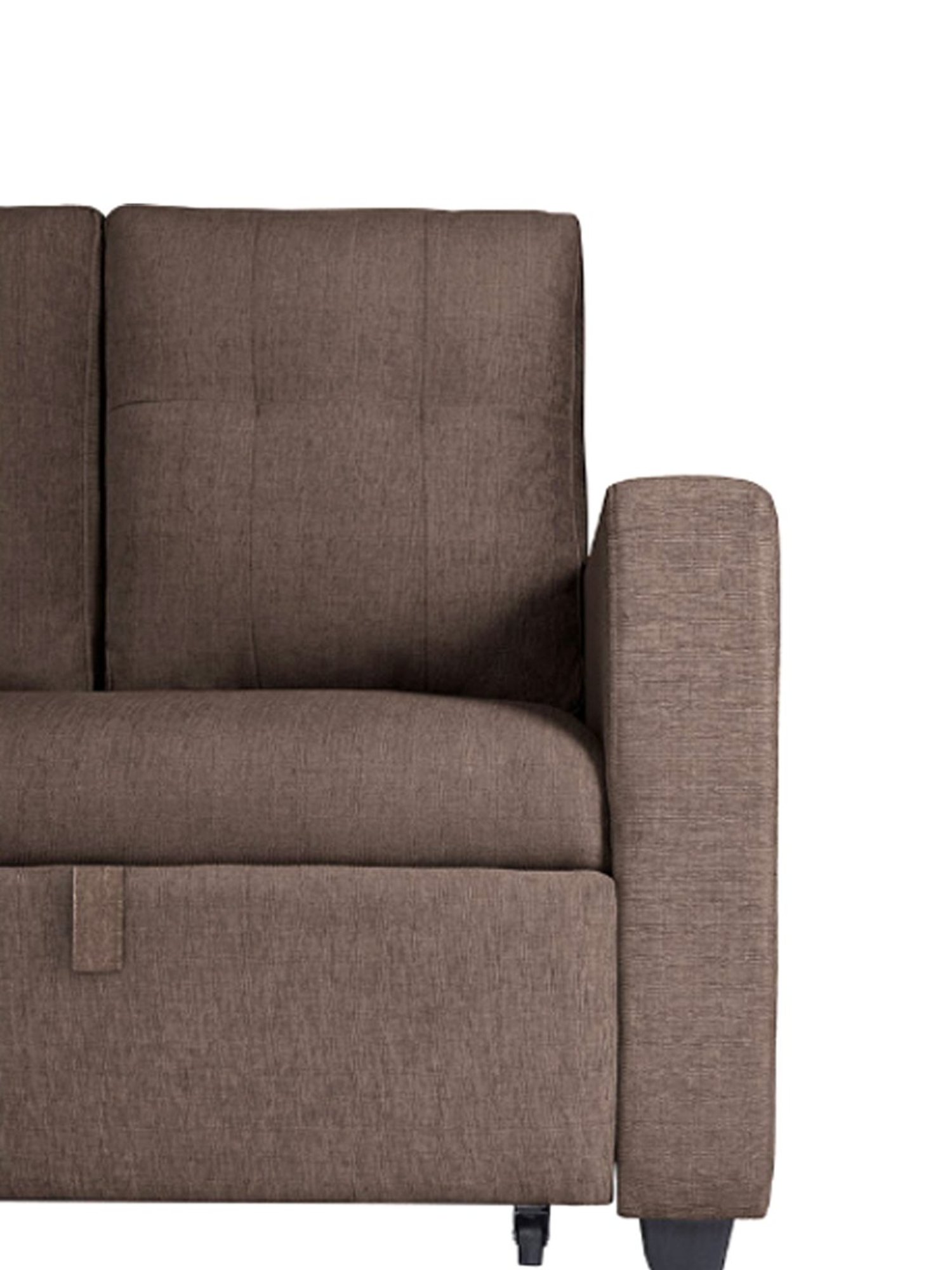 Duroflex Ease Quilted Dark Brown Wood 3 Seater Sofa Cum Bed with Pullout Mechanism