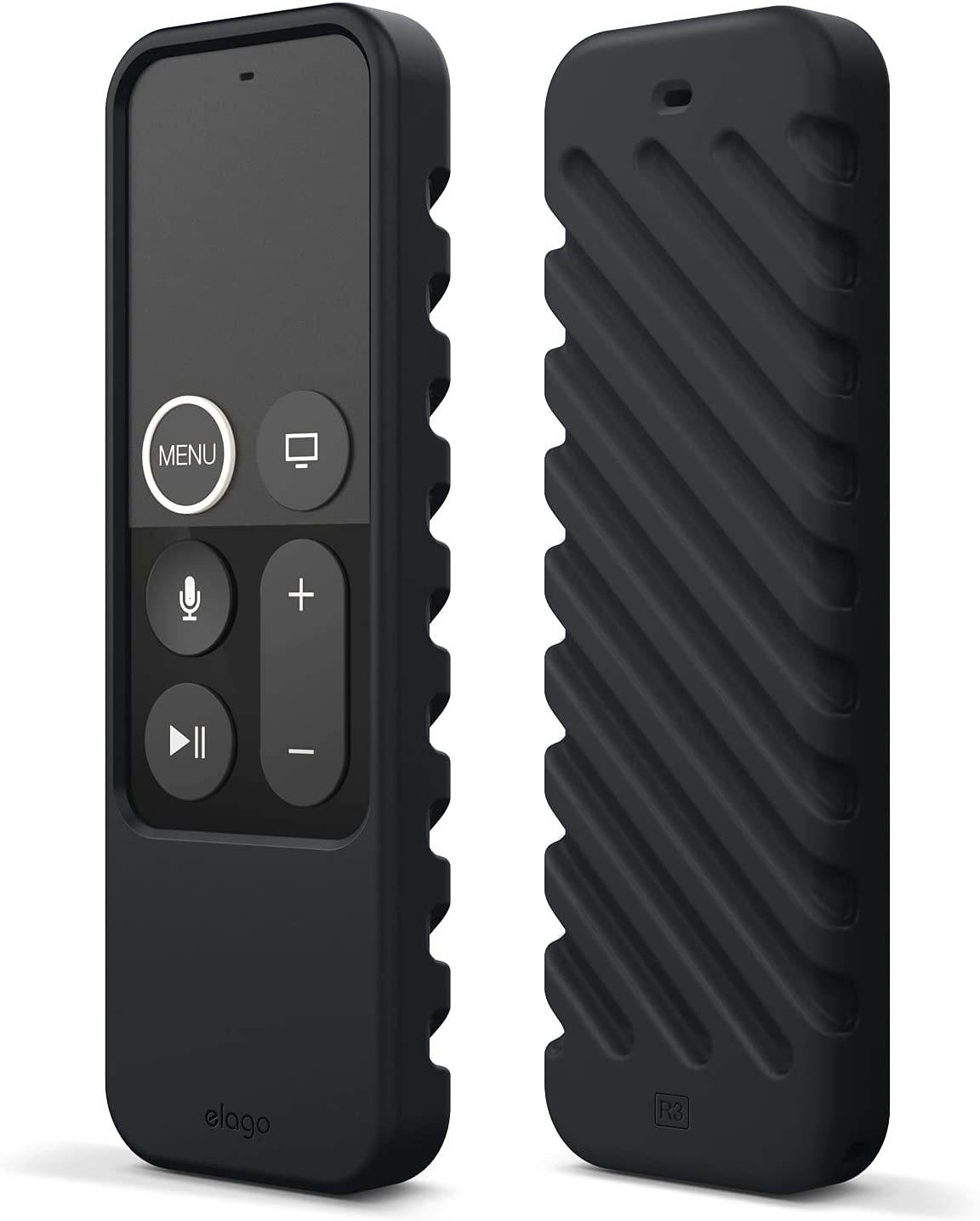 elago R3 Protective Case Compatible with Apple TV Siri Remote 1st Generation (Black) - Extra Protection, Durable Silicone, Lanyard Included, Full Access