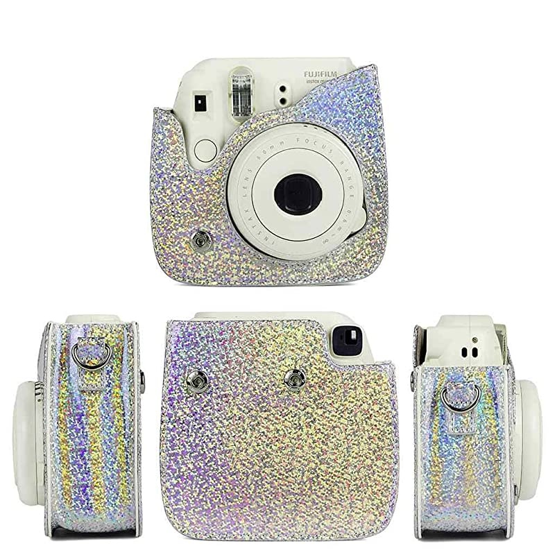 Camera Case Flash Silver kit for Fujifilm Instax Mini 9 8 Instant Film Camera Includes Camere Case Accessories Bundle