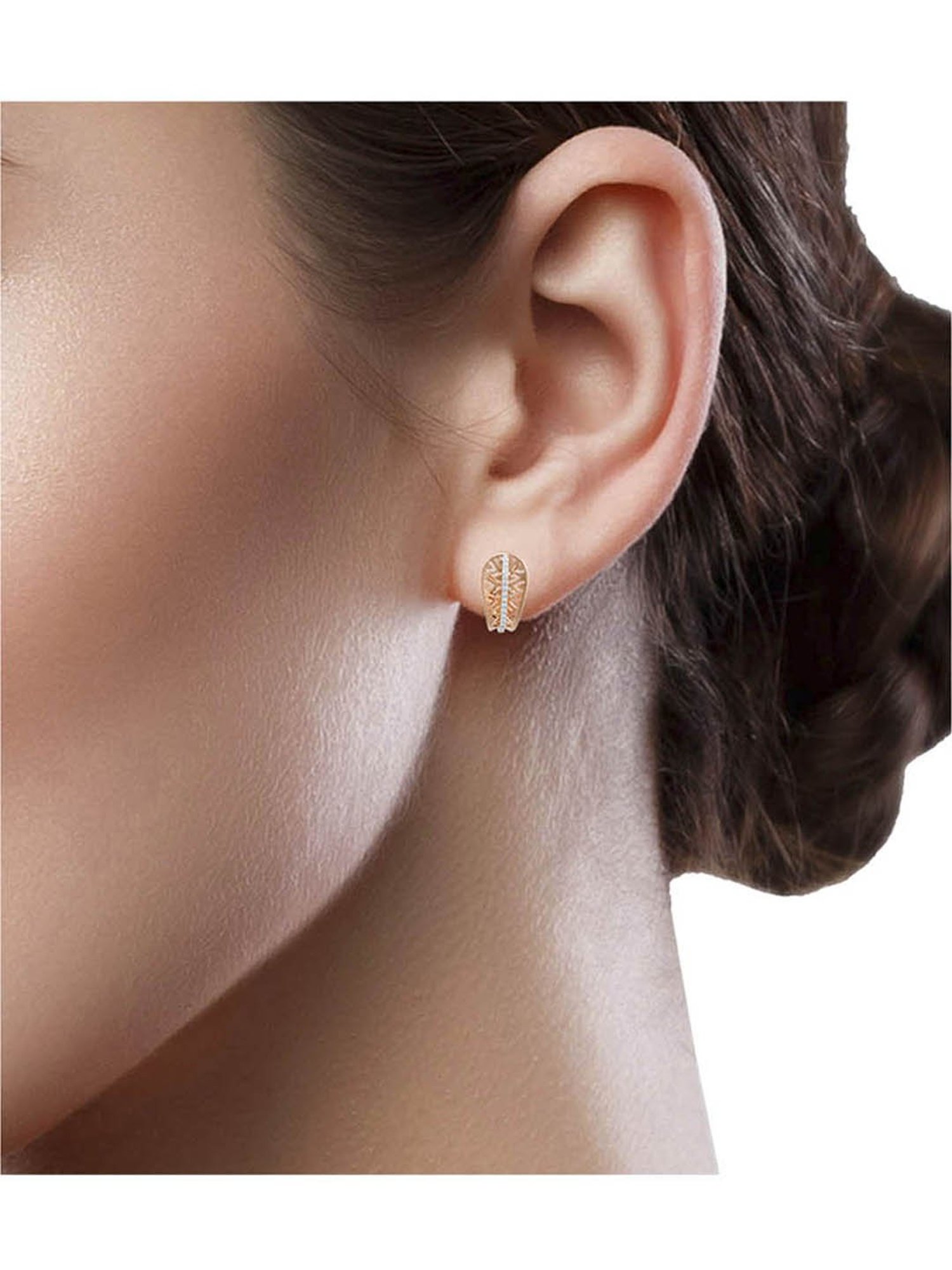 Waman Hari Pethe Jewellers 18k Rose Gold & Diamond Earrings