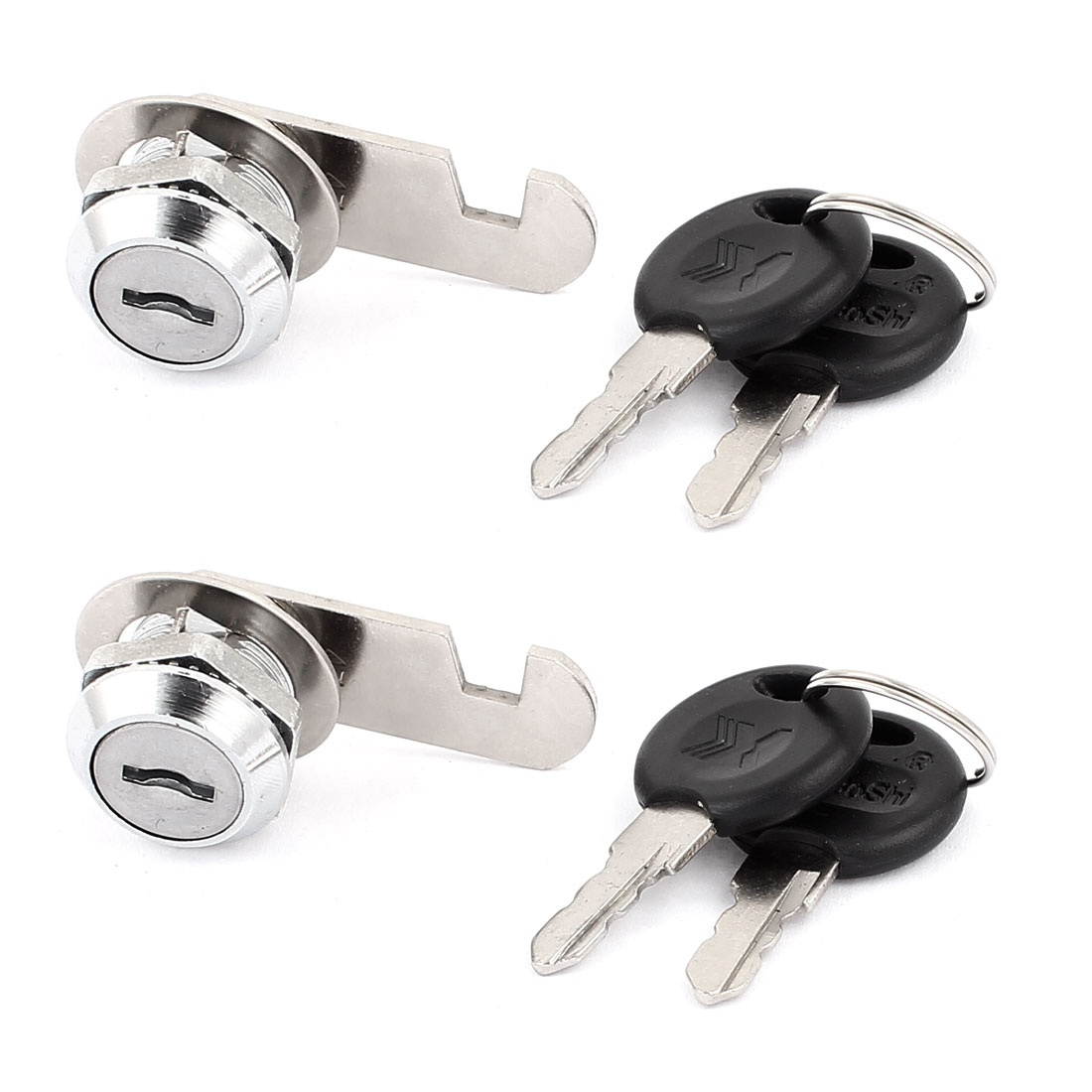 Unique Bargains 2PCS 18mmx12mm Thread Cylinder Cam Lock w 4 Keys for Drawer Cabinet
