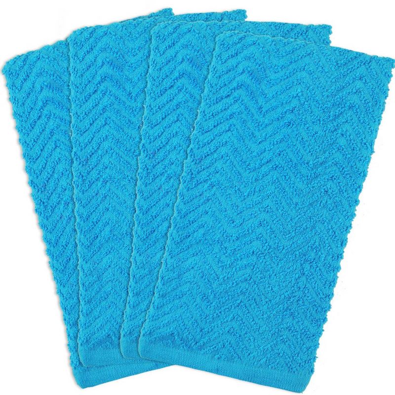 4pk Cotton ZigZag Dishtowels Blue - Design Imports