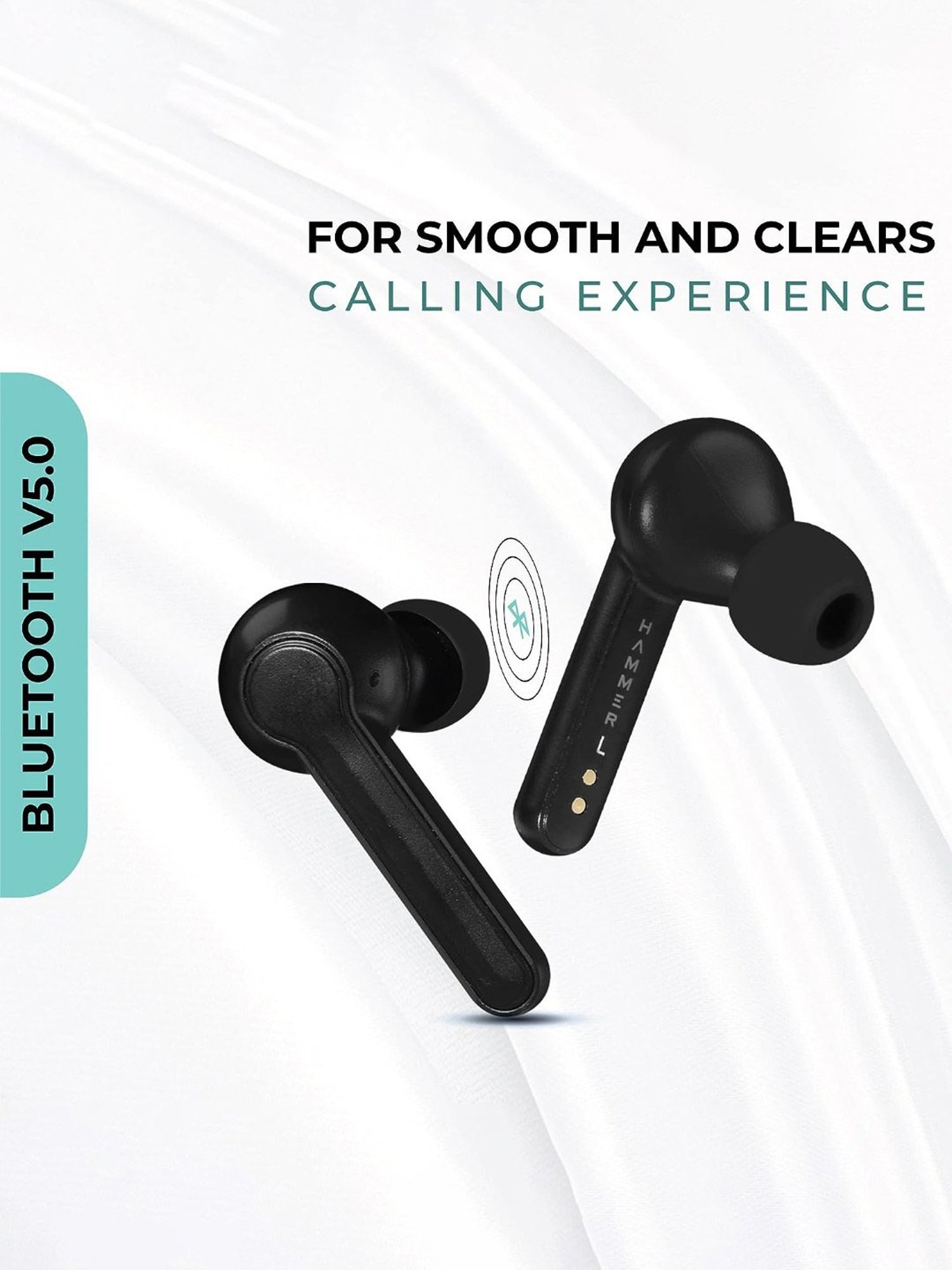 Hammer SOLO 3.0 True Wireless Bluetooth earphone earbuds with Mic Total Playtime 17H Black