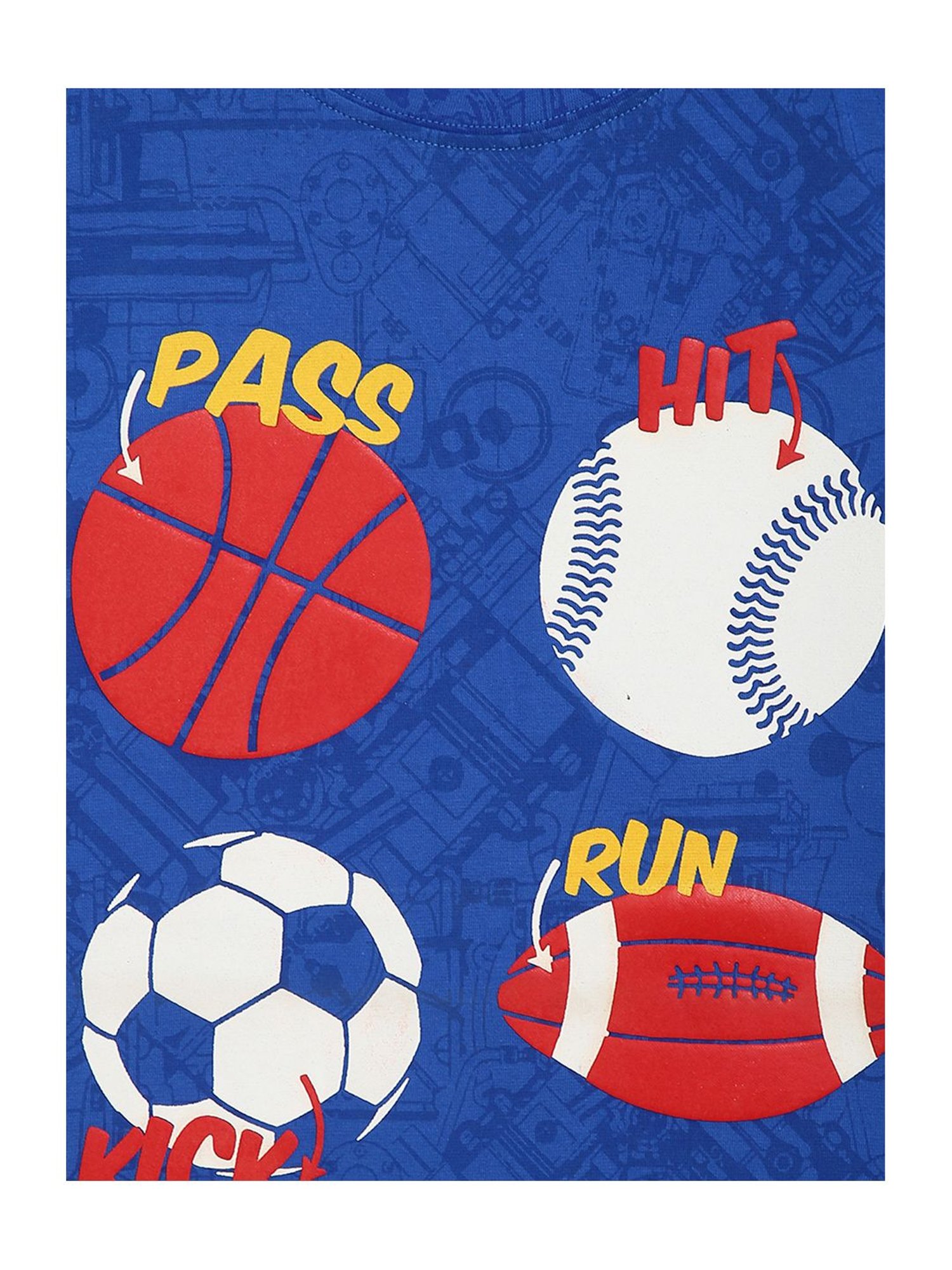 Li'l Tomatoes Kids Royal Blue Cotton Printed T-Shirt & Mask