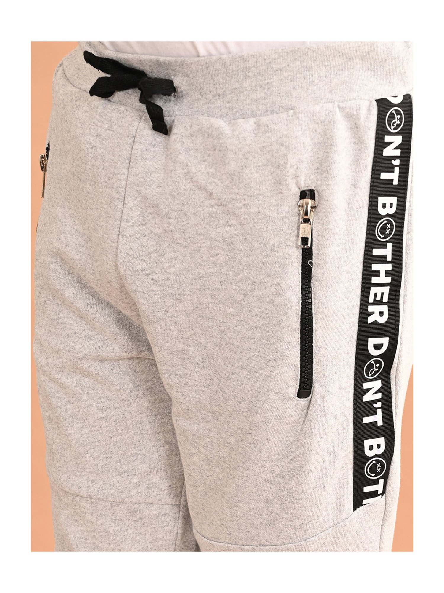 LilPicks Boys Grey Melange Textured Joggers