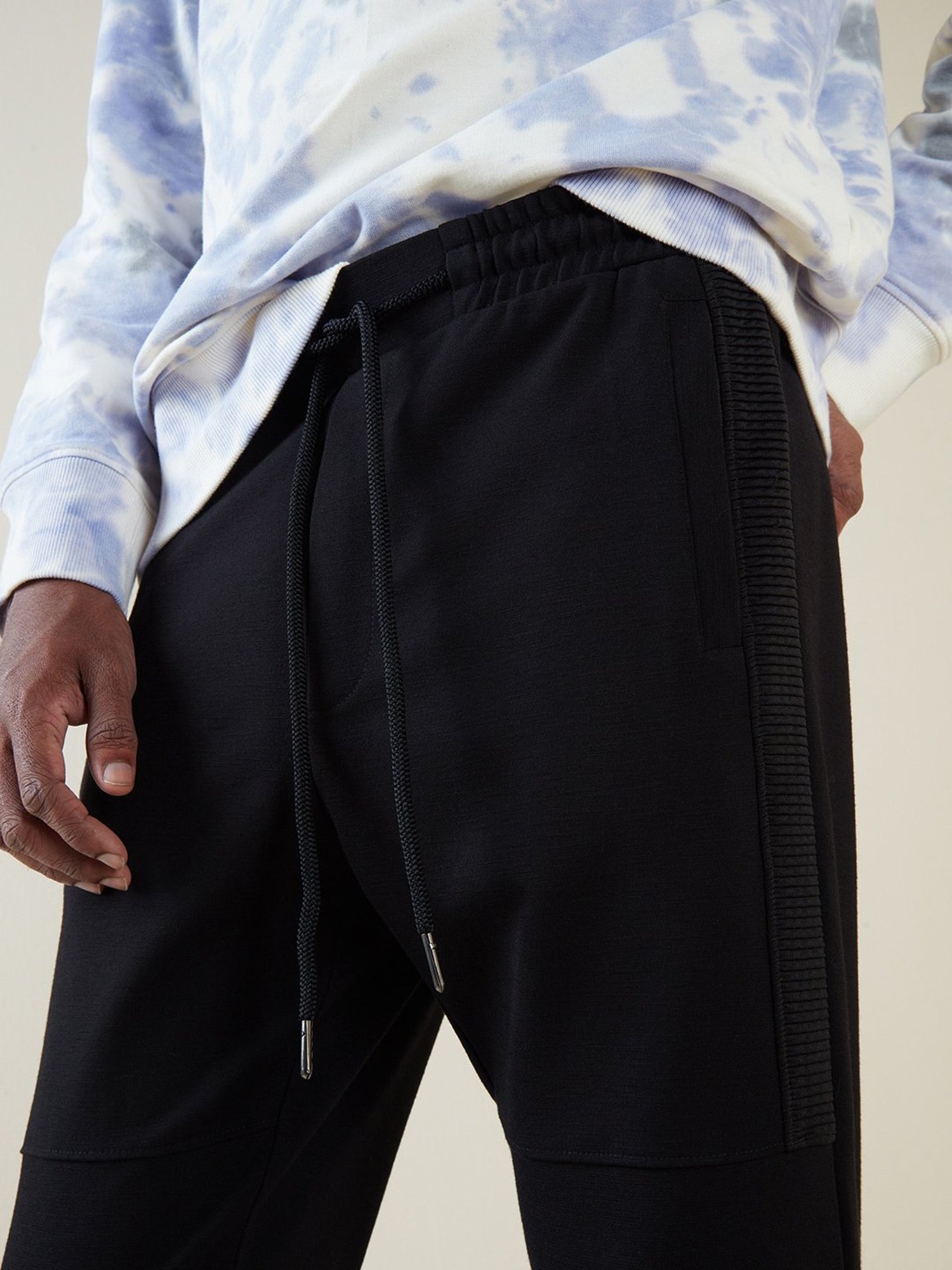 Studiofit by Westside Black Ribbed Texture Slim-Fit Joggers