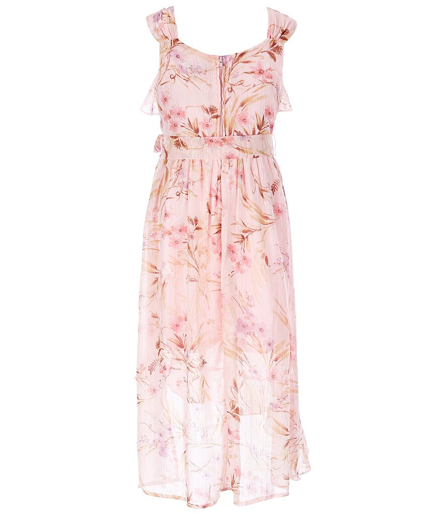 Zunie Big Girls 7-16 Floral Ruffle Asymmetrical-Hem Maxi Dress