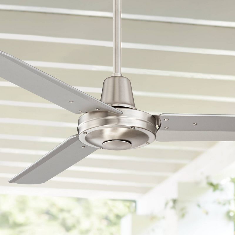 44" Casa Vieja Modern Industrial Outdoor Ceiling Fan with Remote Control Brushed Nickel Damp Rated for Patio Porch