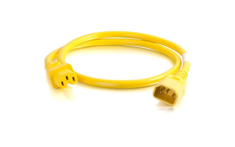 C2G 6ft 14AWG Power Cord (IEC320C14 to IEC320C13) - Yellow - For PDU, Switch, Server - 250 V AC / 15 A - Yellow - 6 ft Cord Length