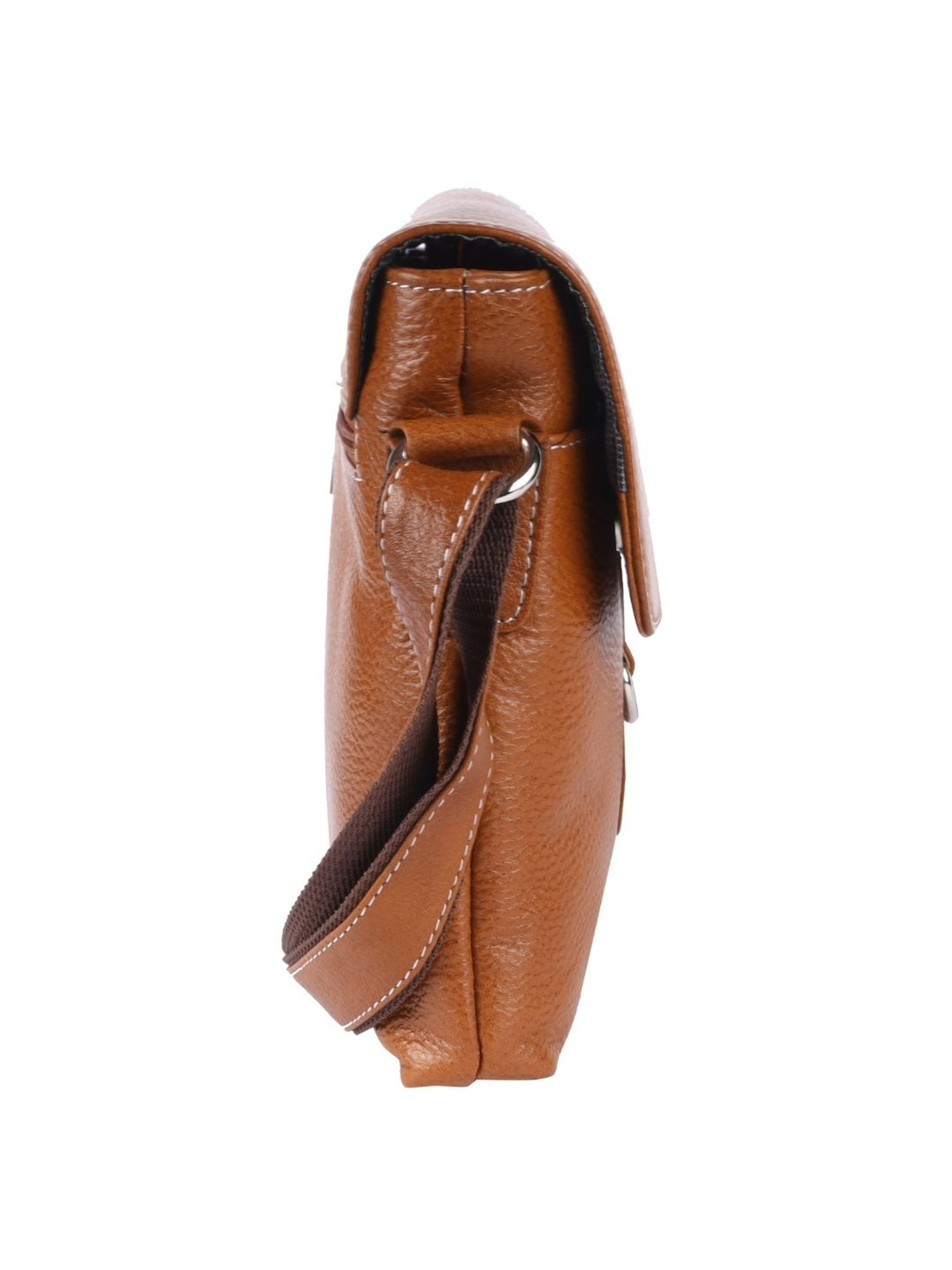 HiLEDER Brown Textured Medium Leather 8 inch Cross Body Bag