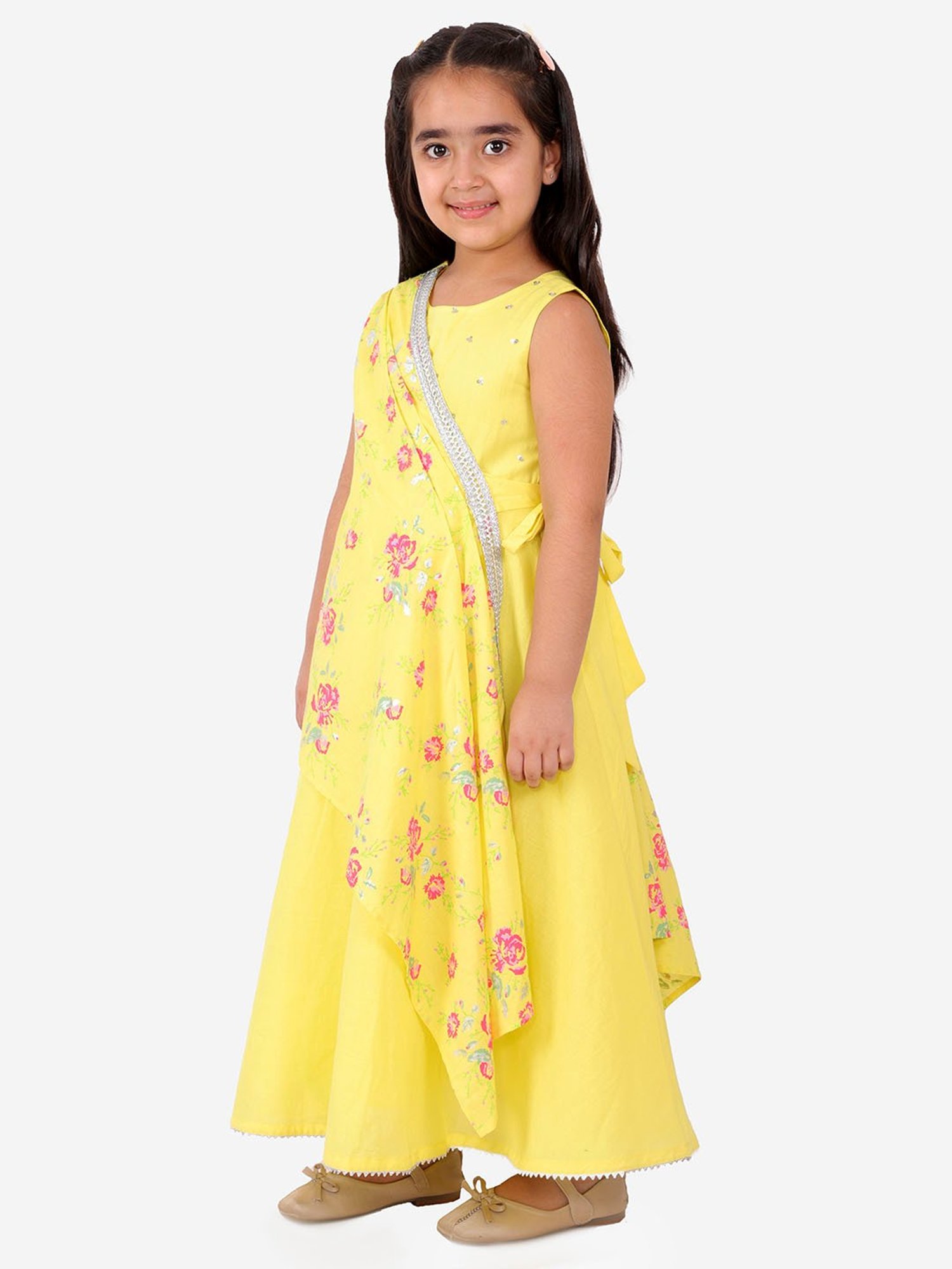 Lil Drama Kids Yellow Floral Print Dress