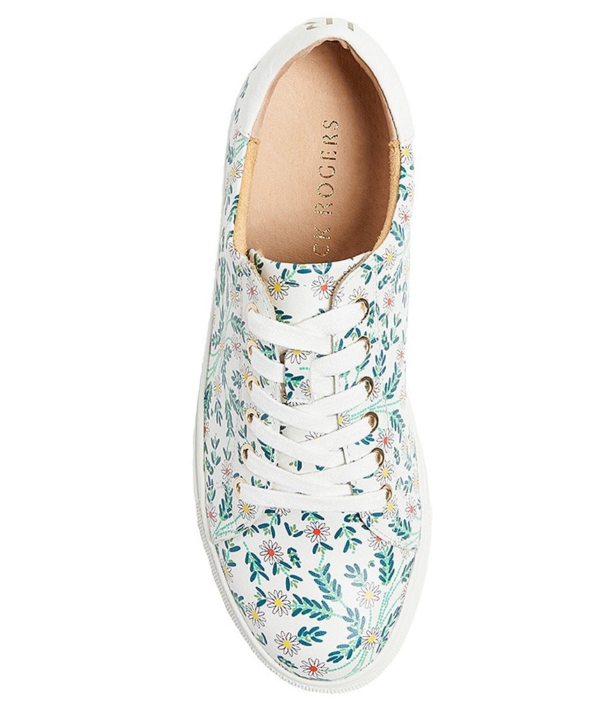 Jack Rogers Rory Daisy Print Leather Lace-Up Sneakers