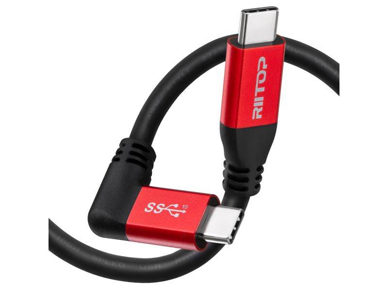 USB C to C Cable [10FT Long], RIITOP USB 3.1 C to C (Gen 2)Cable 90 Degree Angled with Emarker, 20V 5A 100W PD Charging,  10Gbps Data, 4K 60Hz Video for Oculus Quest 2 Link, USB-C Display/Camera