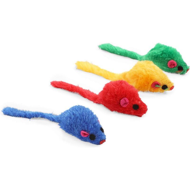 Okuna Outpost 60 Pack Mice Toys for Cat, Colorful Mouse Rattles for Pets, 4 Colors (2 x 0.7 in)