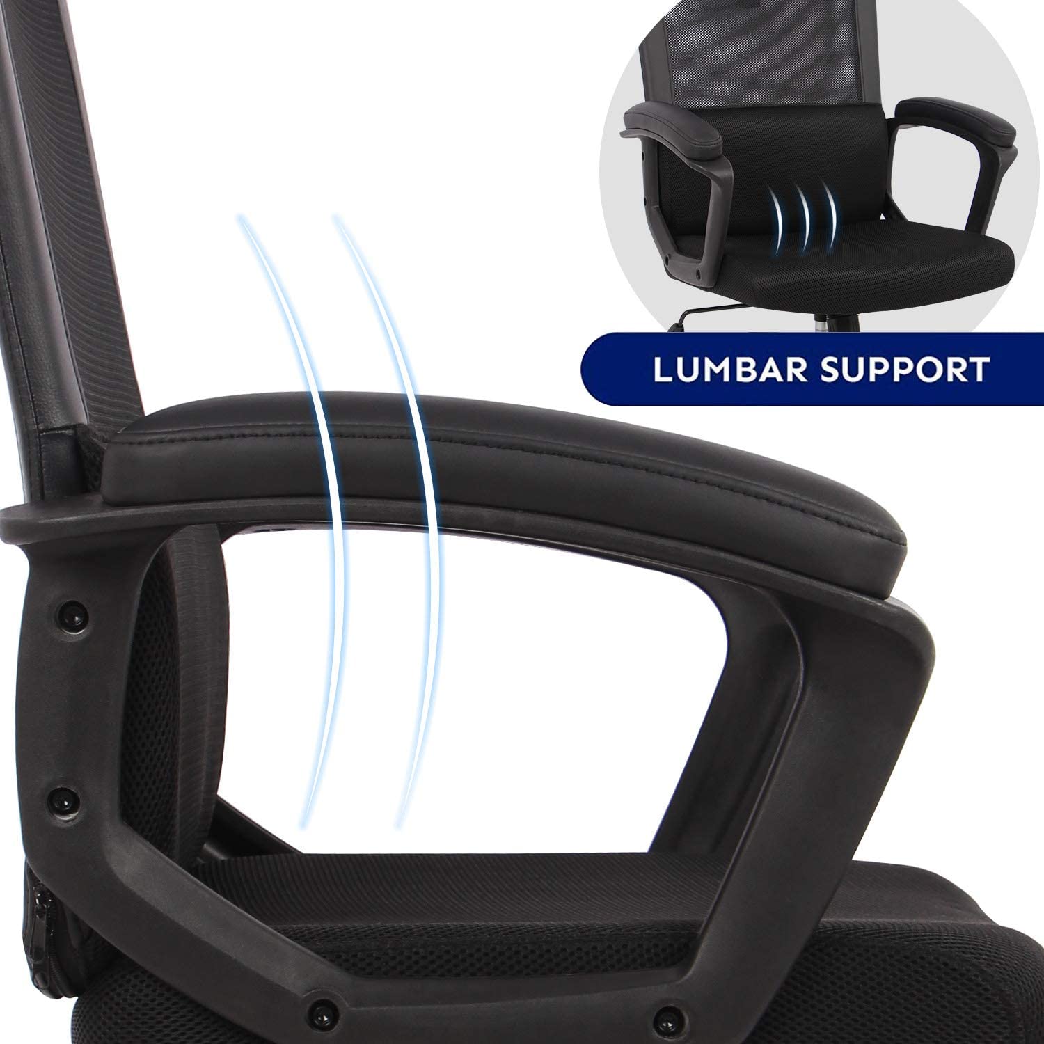SMUGDESK Mesh chair Black Desk Chair Computer Office Chair,Ergonomic Office Desk Computer Chair Mesh Computer Chair with Adjustable Arms and Headrest Lumbar Support, Black
