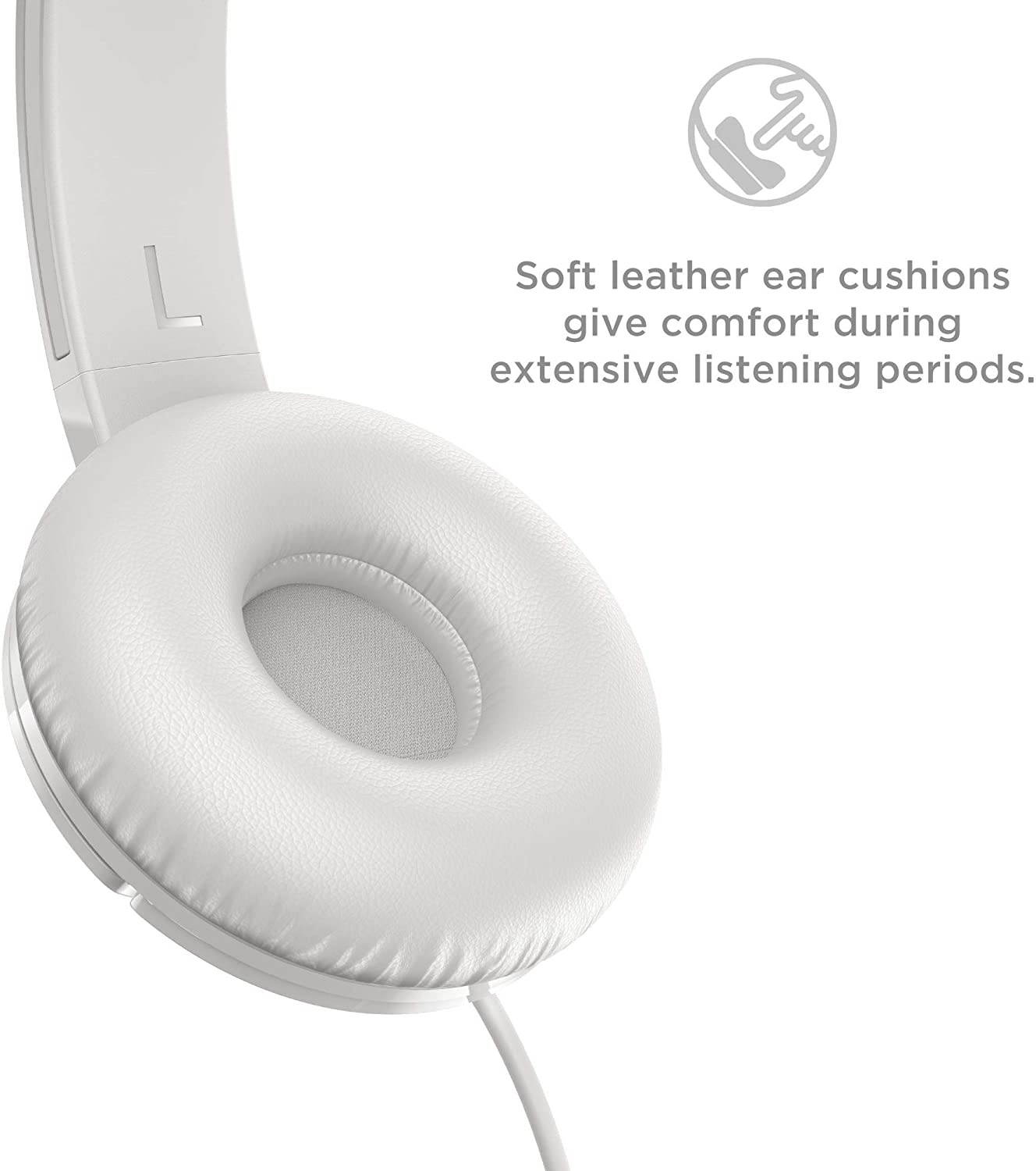 TCL MTRO200 On-Ear Wired Headphones Super Light Weight Headphones with 32mm drivers for Huge Bass and Built-in Mic &ndash; Ash White