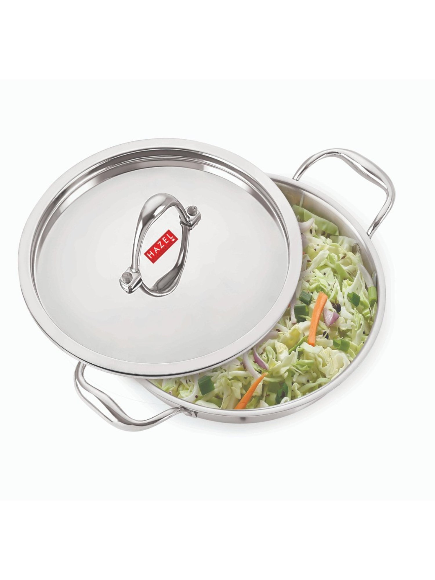 HAZEL Triply Stainless Steel Induction Bottom Kadhai With Stainless Steel Lid, 3 Litre, 26.8 cm