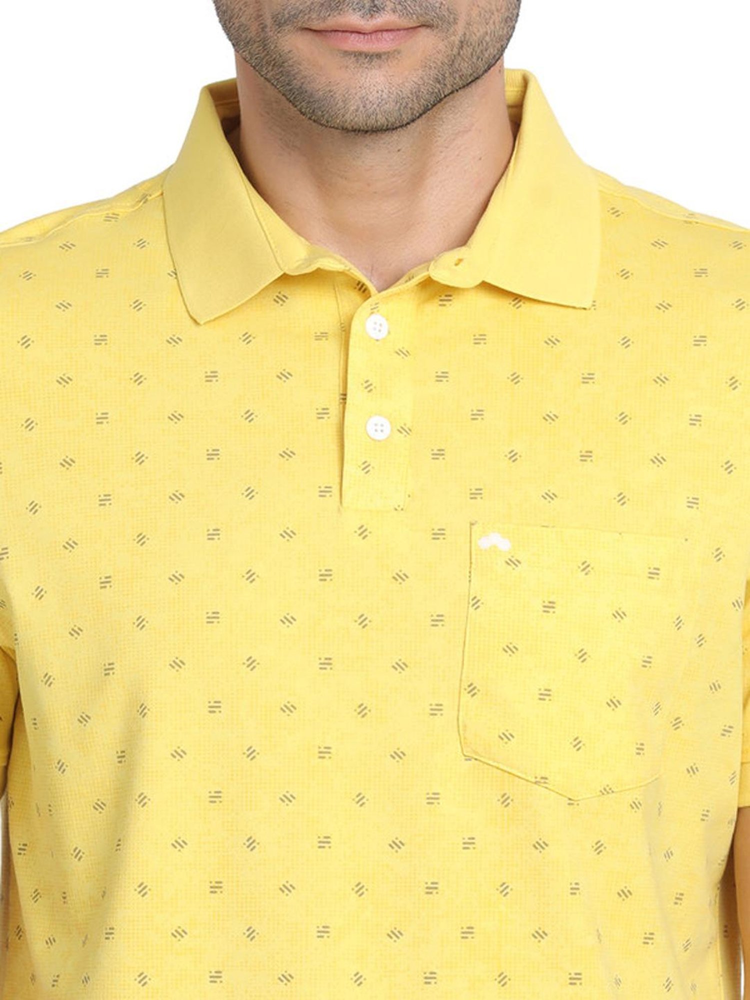 Turtle Yellow Slim Fit Printed Polo T-Shirts