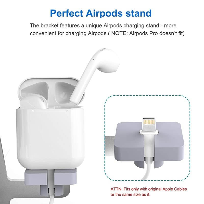 3 in 1 Charging Stand for Apple Watch, iPhone & Airpods Pro,  Charging Dock Compatible with iPad, iPhone, Apple Watch Series SE/ 6/5/4/3/2/1, Airpods Pro/2/1(Charger & Cables NOT include) Silver