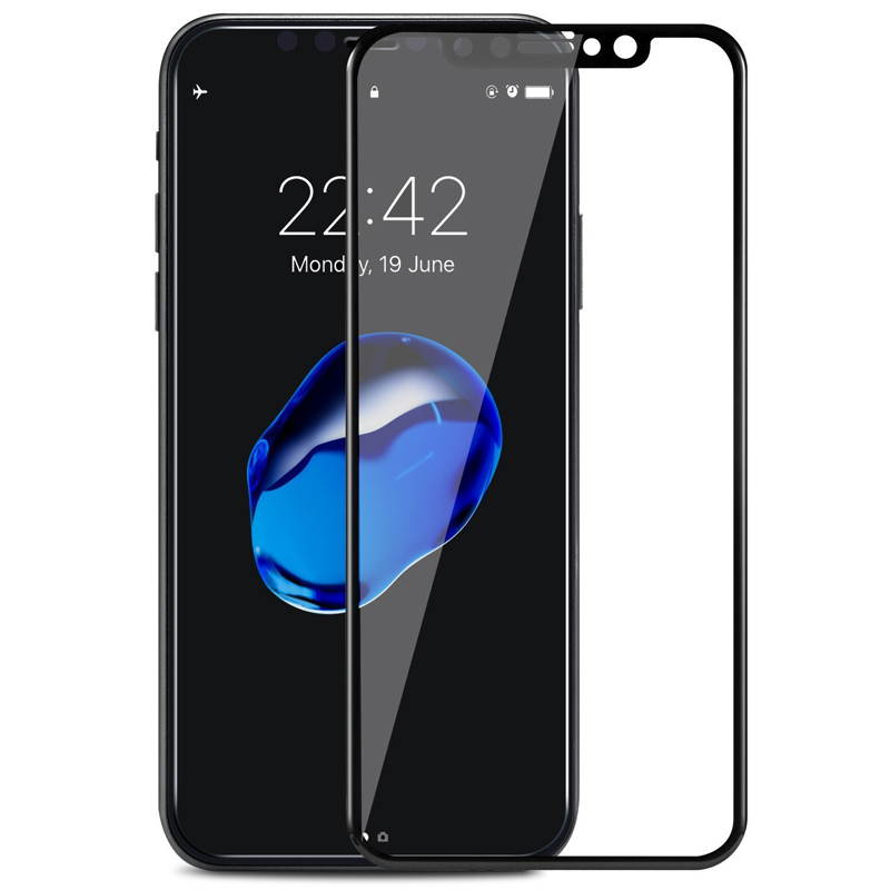 iPhone X TPU Case and Screen Protector Glass [ 3D Full Frame ] Premium Tempered 9H Hardness PET [Soft Edge Hybrid] Super Easy Apply for iPhone 10 work with most case Black Edge