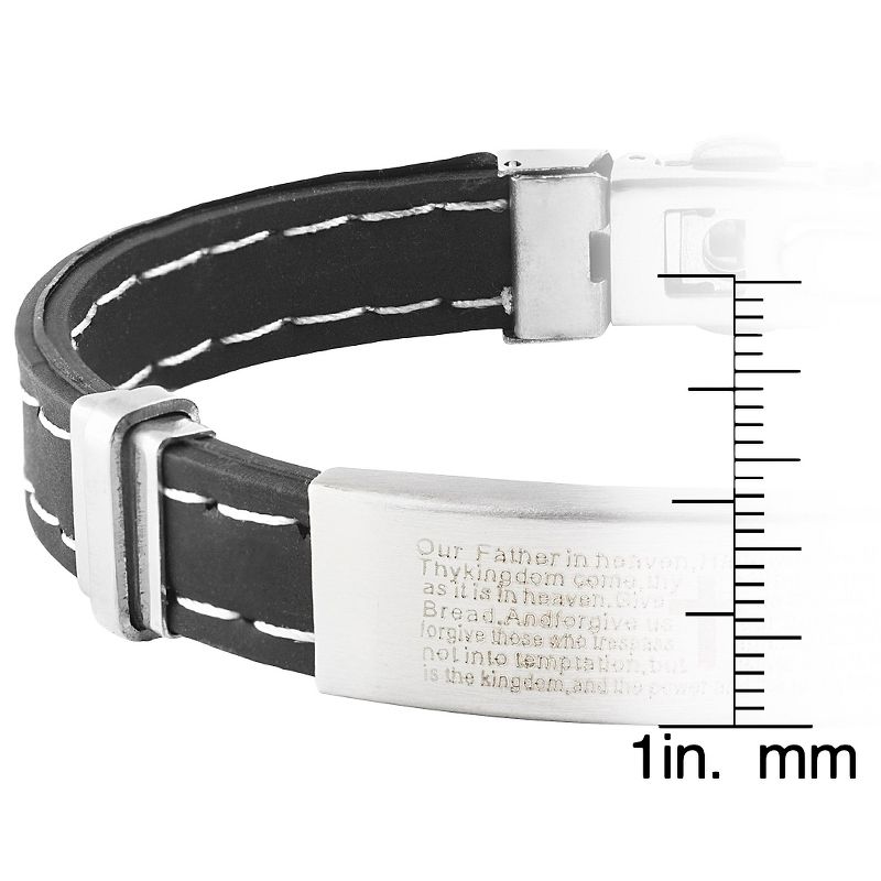 Men's West Coast Jewelry Stainless Steel Lord's Prayer ID Plate Rubber Bracelet