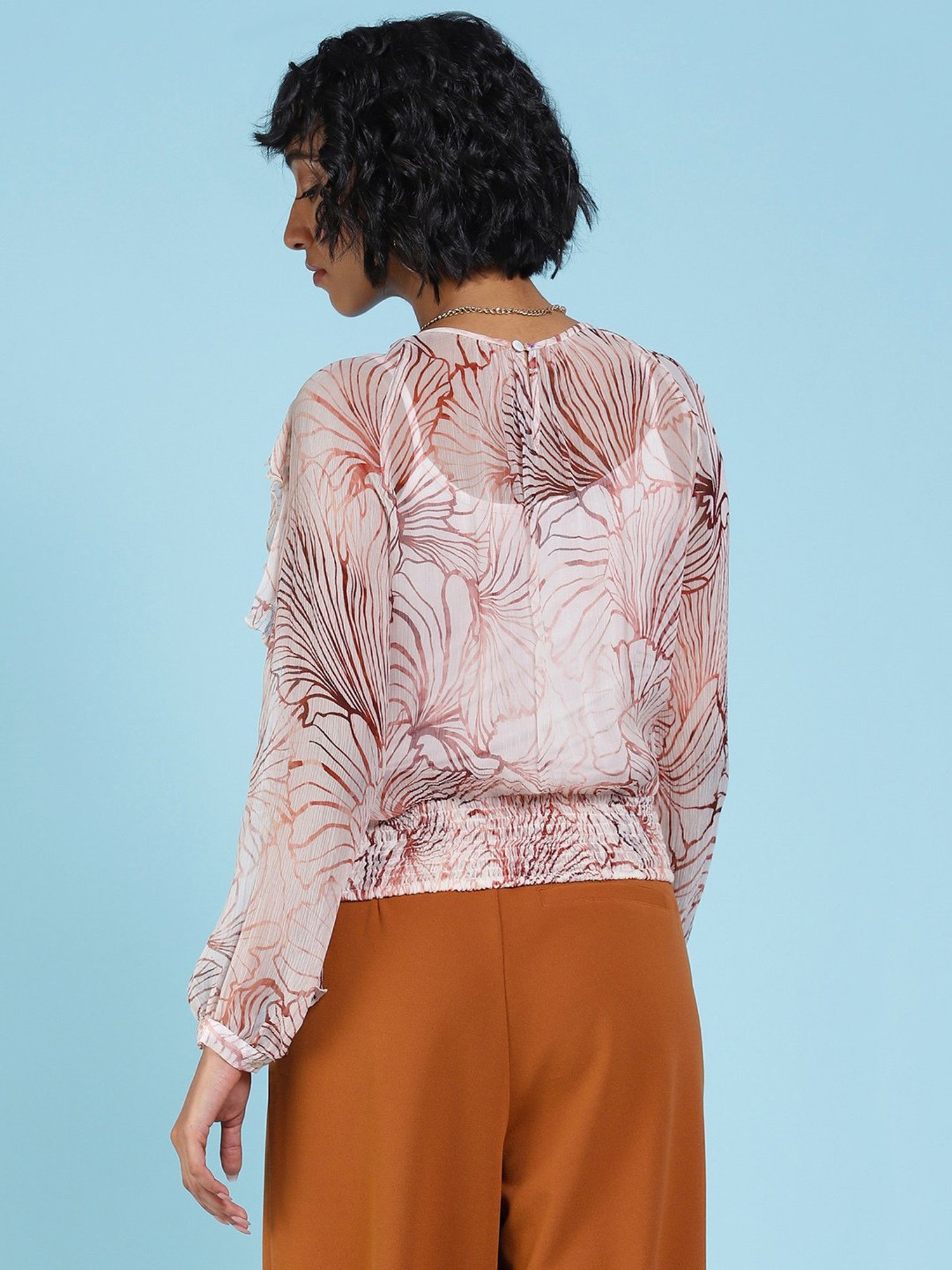 Label Ritu Kumar Off White Printed Top With Camisole