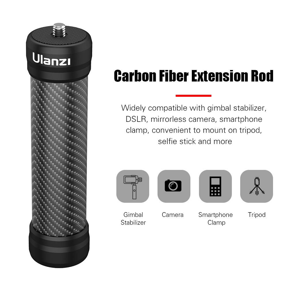 Ulanzi Universal Cabron Fiber Extension Rod 12cm with Universal 1/4 Screw for Camera Gimbal Stabilizer Phone Clamp Holder