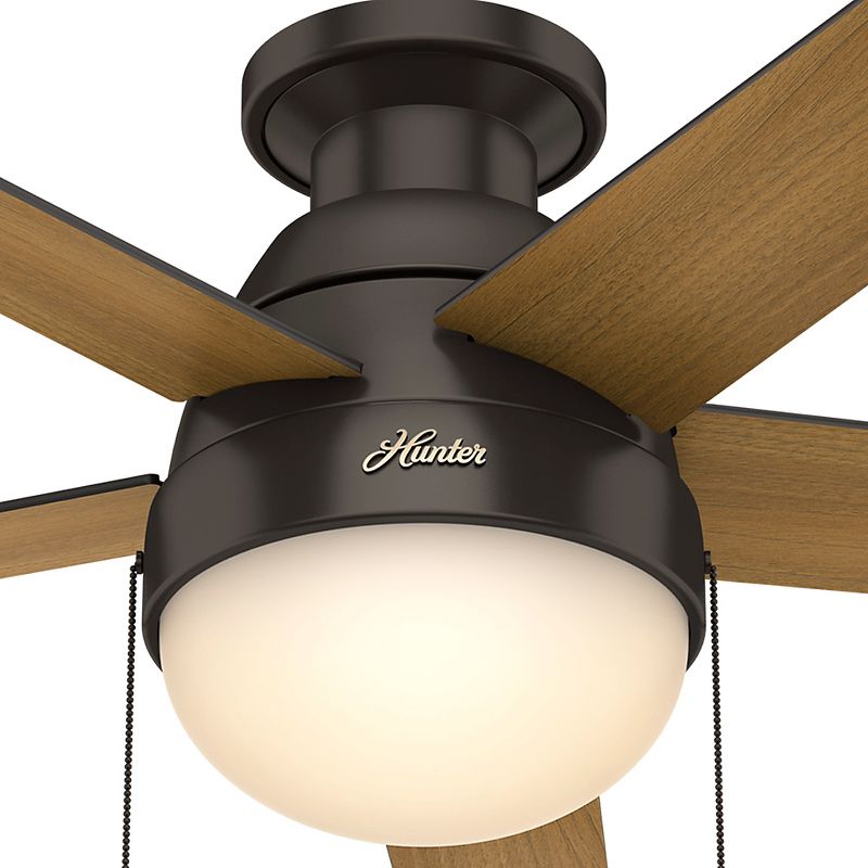 46" Anslee Low Profile Ceiling Fan Bronze (Includes Light Bulb) - Hunter