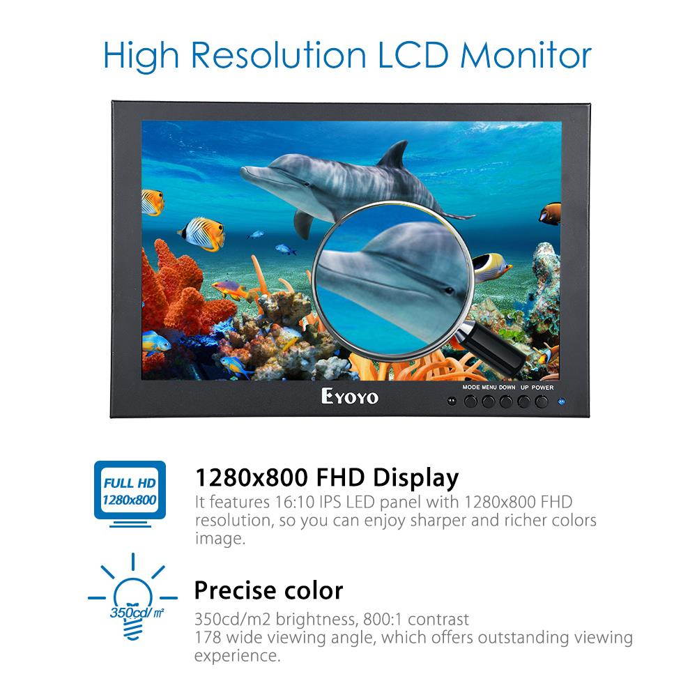 Eyoyo 10" IPS LED Screen HD 1280*800 VGA AV HDMI LCD Monitor for Home CCTV Camera DVD PC FPV