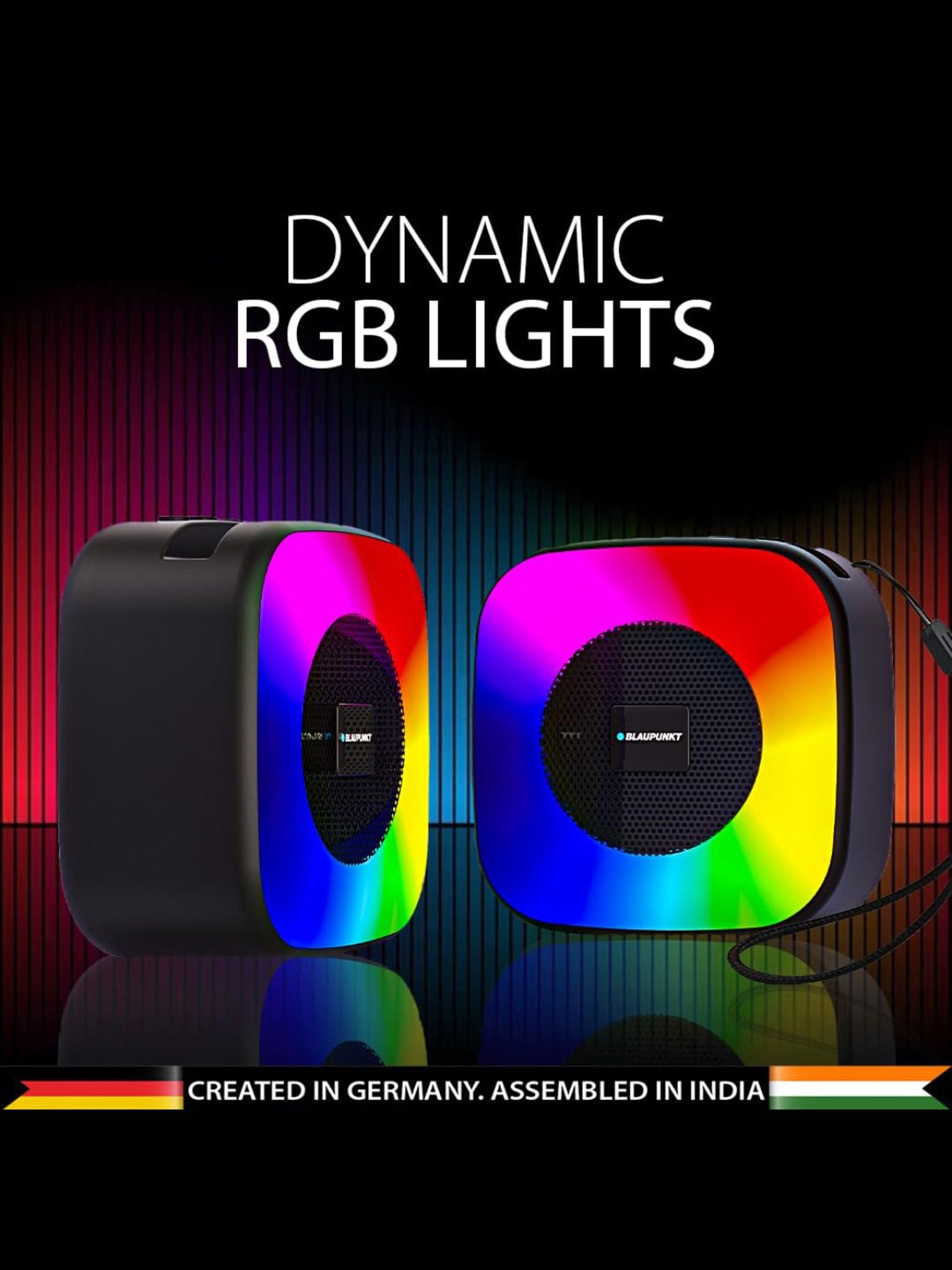 Blaupunkt BT03 RGB Wireless Bluetooth Speaker with Deep Bass, Dynamic RGB Lights (Black)