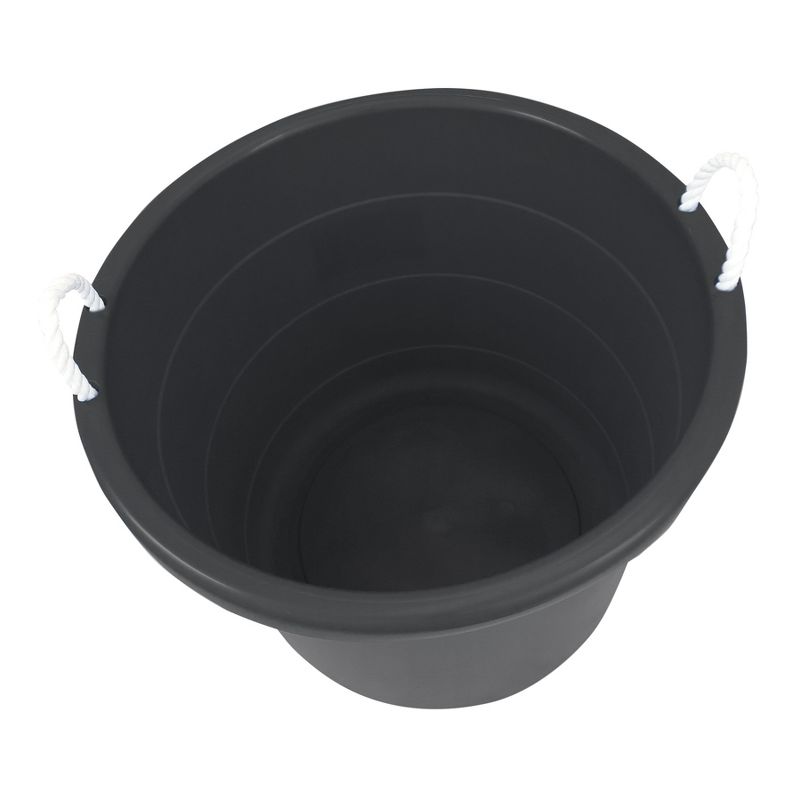 Homz 0417BKDC Plastic 17 Gallon Utility Storage Container Bucket Tub with Rope Handle, Black, Set of 2 Buckets
