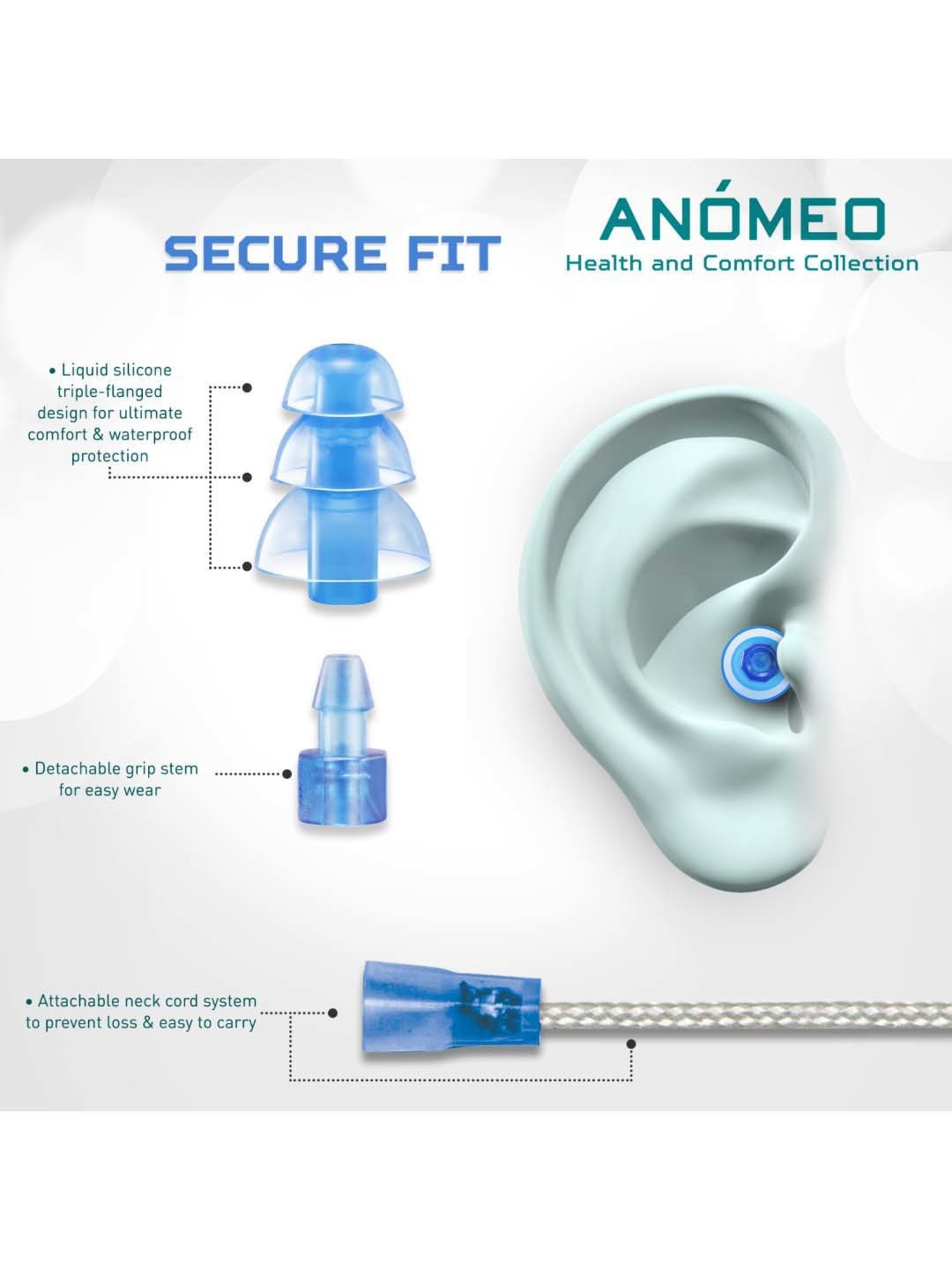 Anomeo Blue Swimming Ear Plug