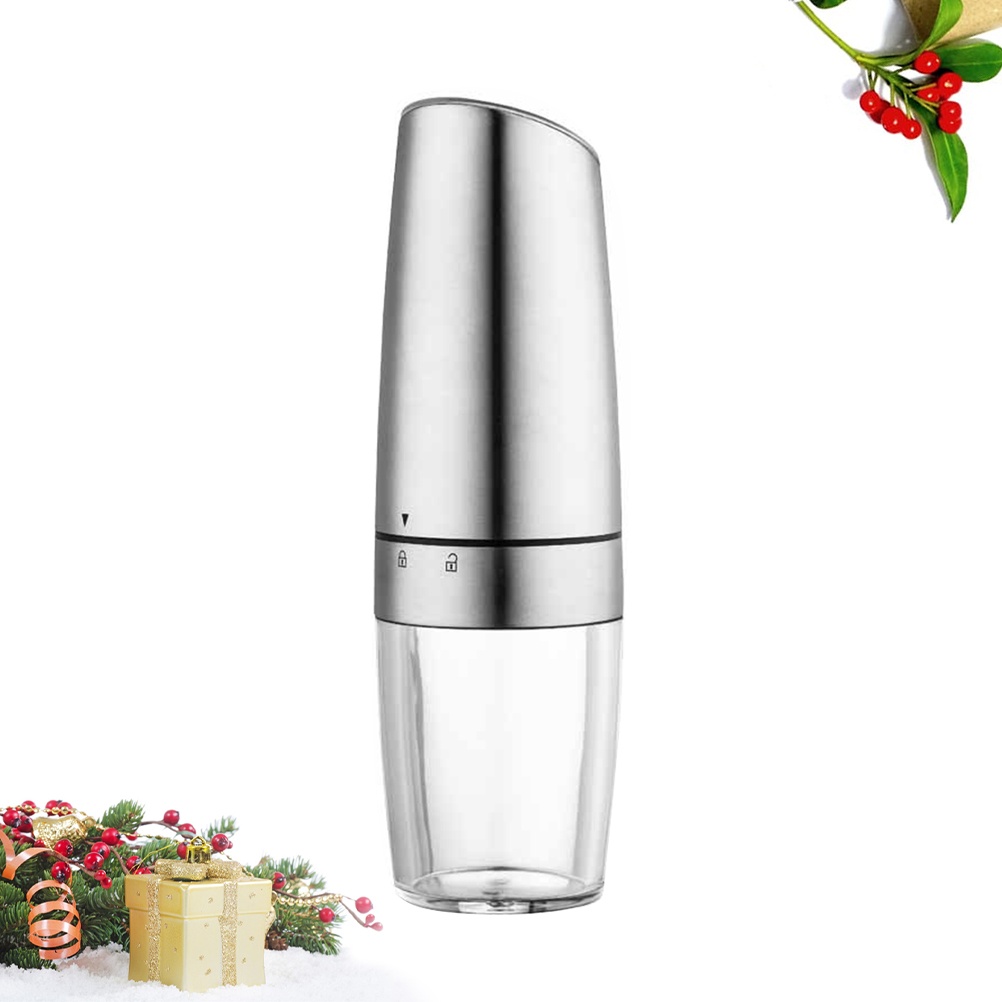 Stainless Steel Pepper Grinder Sensor Electronic Salt Shaker Salt Pepper Mill without Battery for Kitchen Restaurant Party (Silver)
