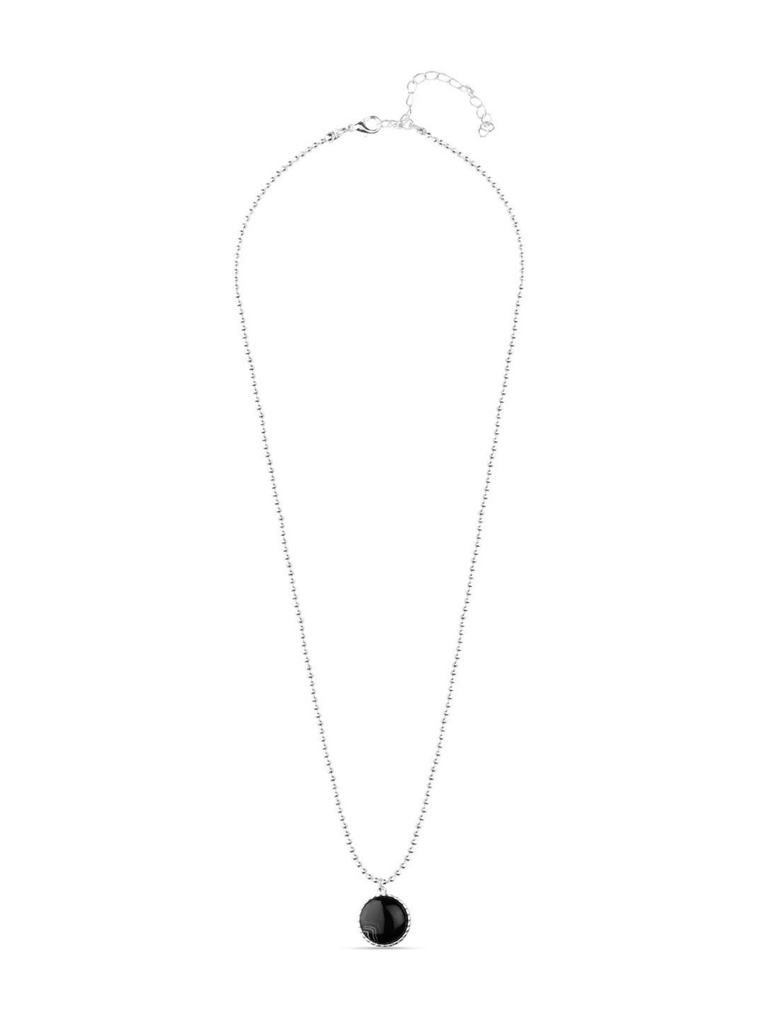 The Bro Code Silver-Plated Circular Black Pendant Necklace for Men