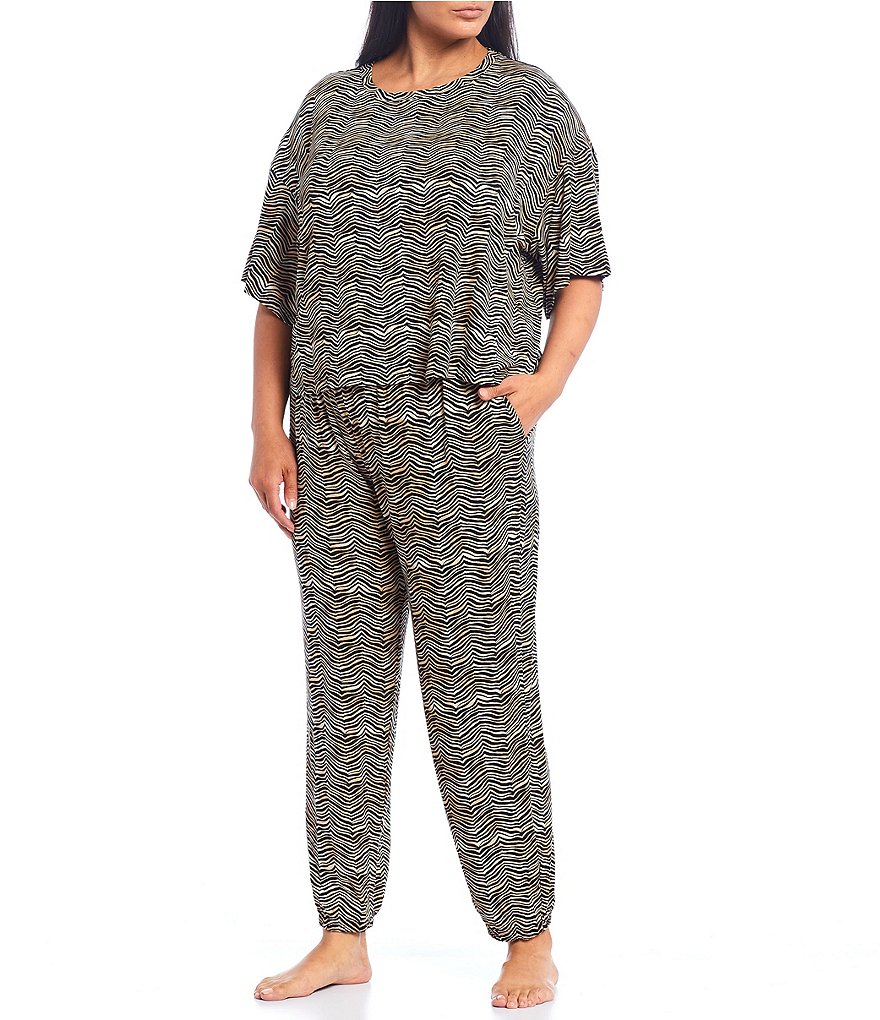 Refinery29 Plus Animal Print Jersey Lounge Top