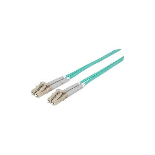 Intellinet Network Solutions Fiber Optic Patch Cable, LC/LC, OM3, 50/125, Multimode, Duplex, Aqua, 7 ft (2 m)