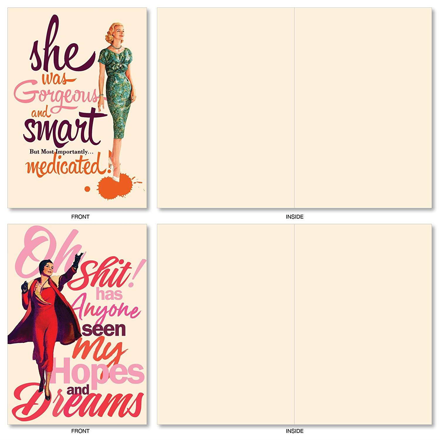 O+D Power Girls': 10 Assorted All Occasions Card Presenting a Gorgeous Women with Inspirational Sayings, with Envelopes (10 Designs, 1 Card Per Design). AC6682OCB-B1x10