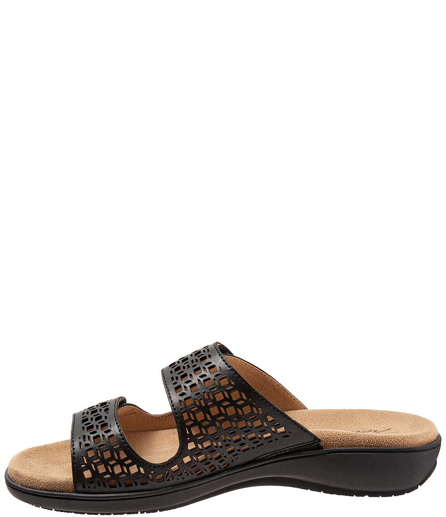 Trotters Ruthie Cutout Leather Hook and Loop Slide Footbed Sandals