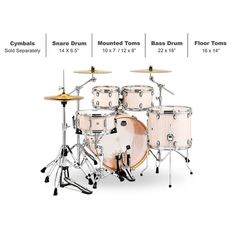 Mapex Mars Series 5-Piece Rock Shell Pack with 22 in. Bass Drum Bonewood Chrome