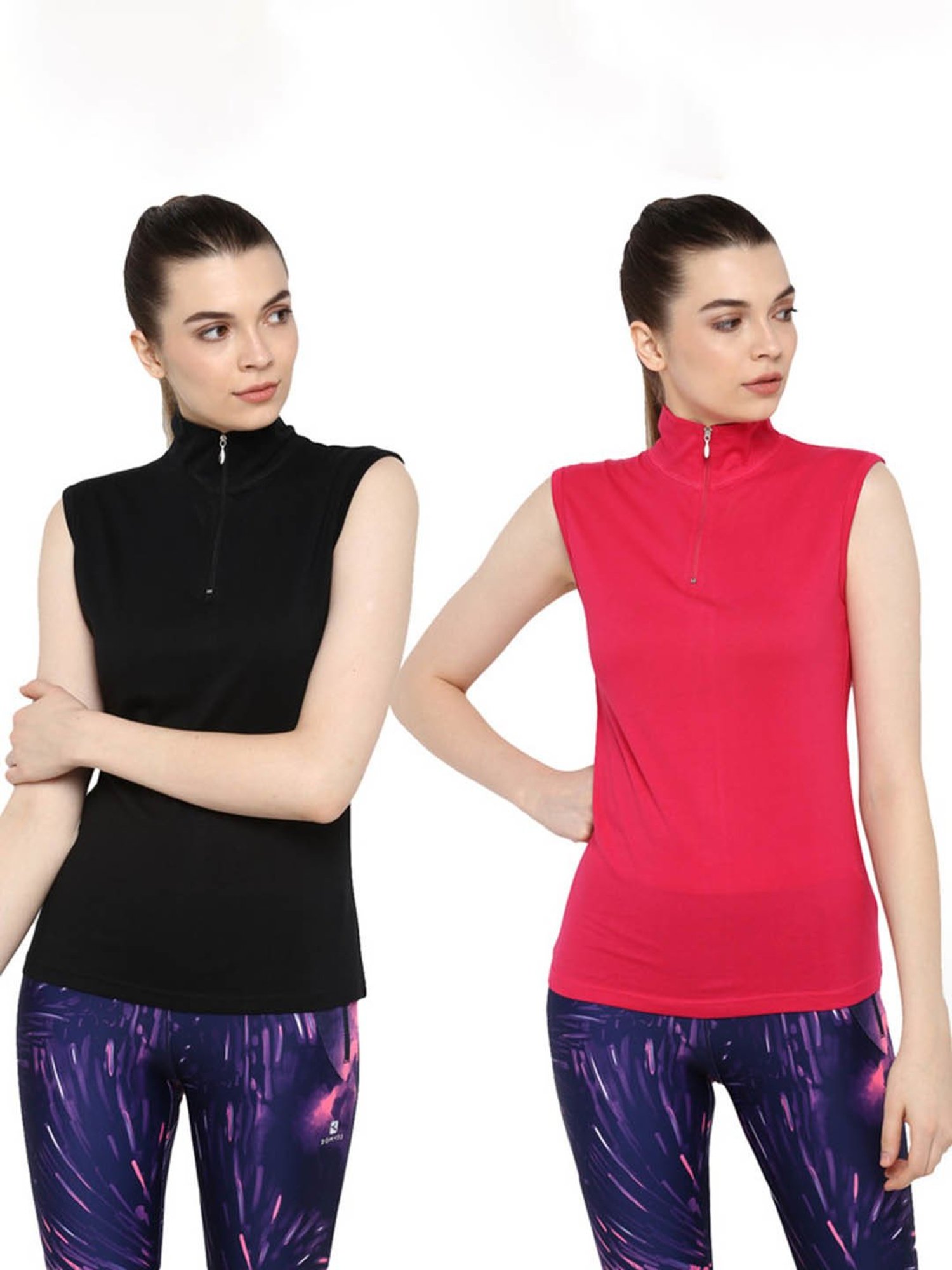 Appulse Black & Dark Pink Cotton T-Shirt - Pack of 2