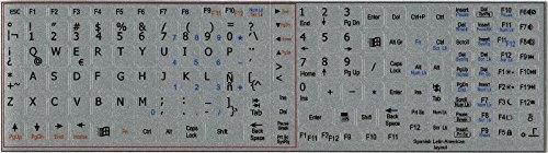 SPANISH LATIN AMERICAN NOTEBOOK NON-TRANSPARENT SILVER KEYBOARD STICKERS