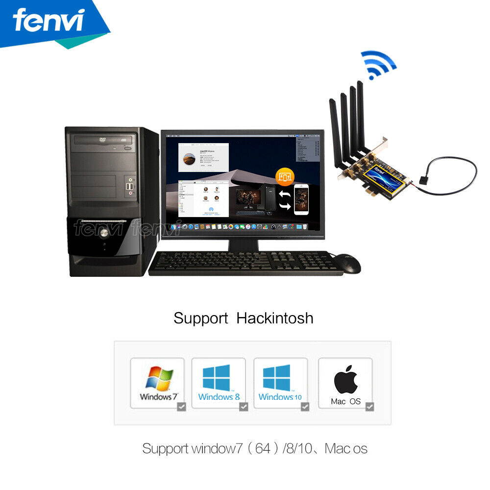 Desktop Broadcom BCM94360CD 1750Mbps Wireless PCI-Ex1 WIFI Adapter Hackintosh